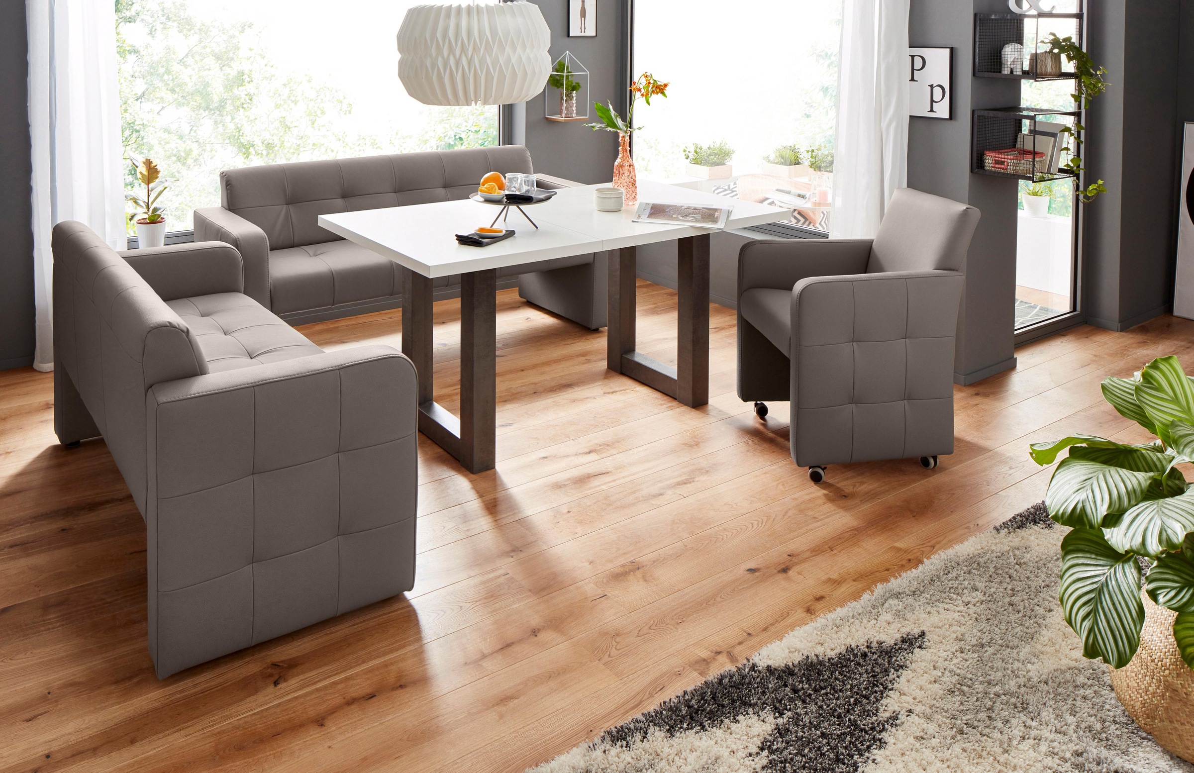 exxpo - sofa fashion Sessel »Barista Clubsessel auf Rollen, schmale Armlehnen, aktuelles Design«, bequem und komfortabel, Breite 61 cm
