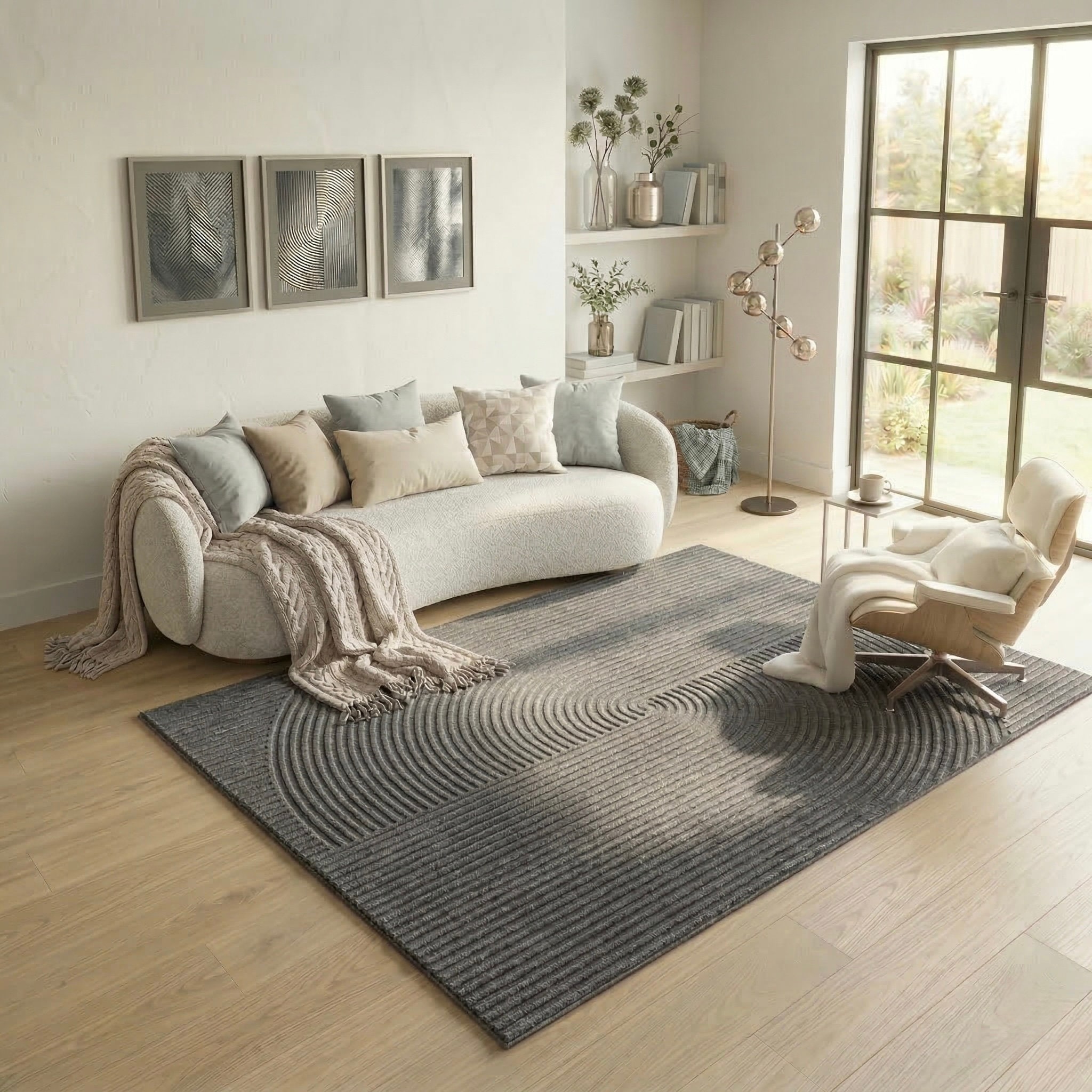 Sehrazat Teppich »Rio 1700 , auch als Läufer« rechteckig 7 mm Höhe Kurzflor, grafisches Hoch Tief  Muster, Wohnzimmer