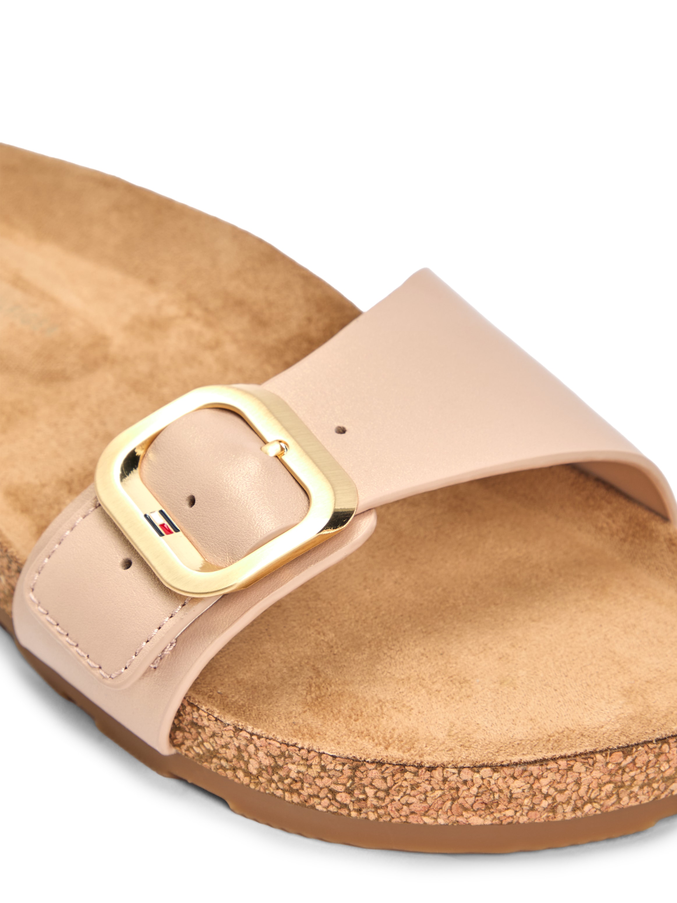Tommy Hilfiger Pantolette »TH CLASSIC CORK SANDAL PEARL LTH«  Strandschuh, Pool Slides, Flat mit Logoemblem