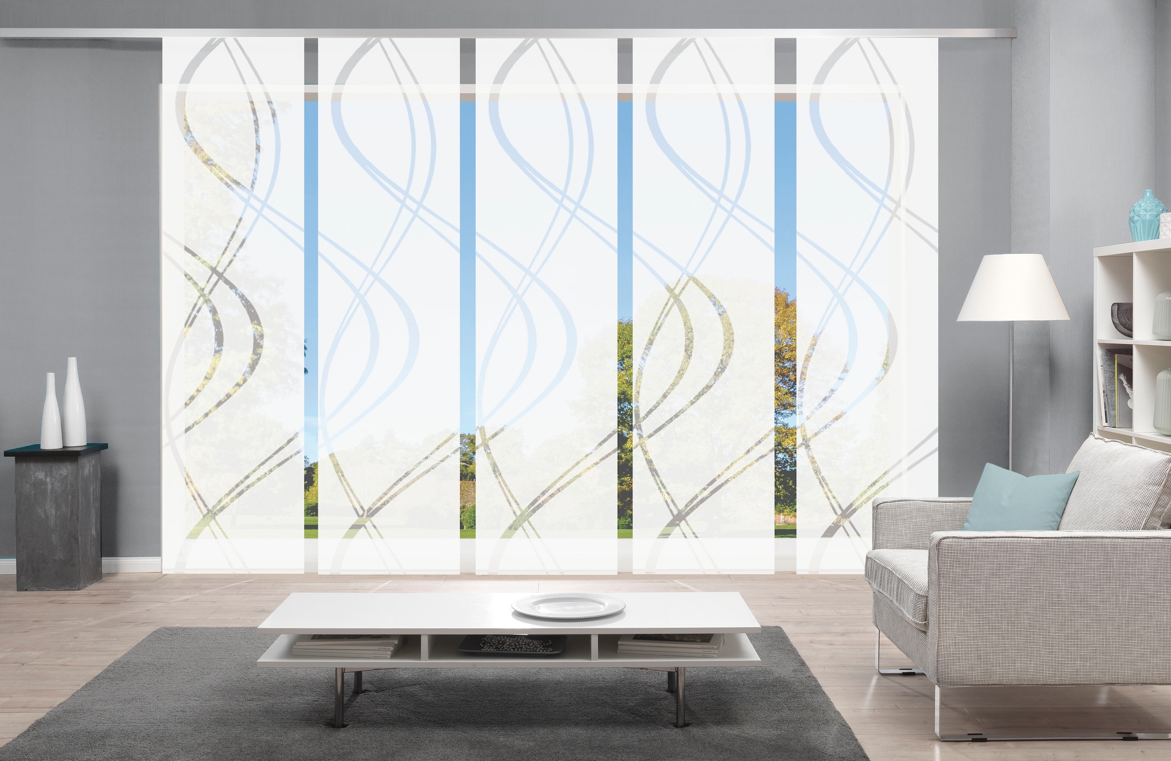 HOME WOHNIDEEN Schiebegardine »TIBERIO 5er SET« Paneelwagen 5 Stk. tlg. Schiebegardine 5er SET TIBERIO