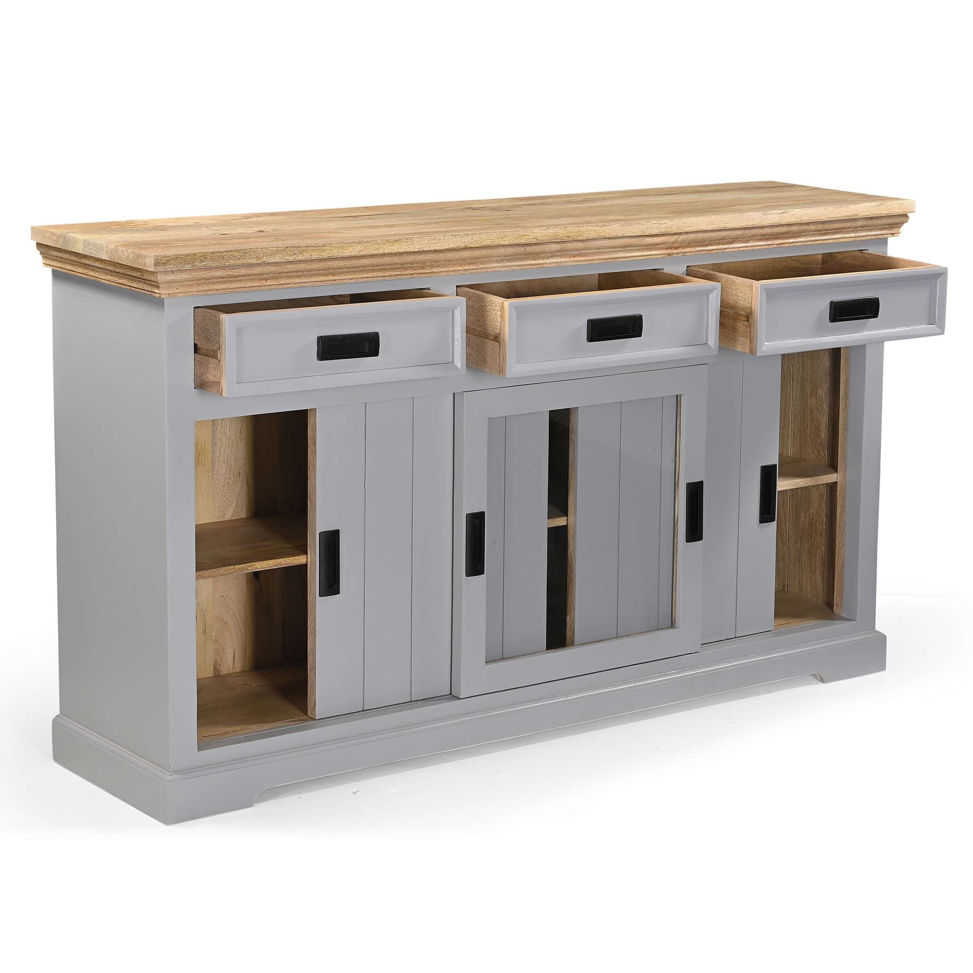 OTTO home Sideboard »Alpinist Kommode Breite/Tiefe/Höhe 160/40/90 cm« mit 3 Schiebetüren, handgefertigt, Unikat-Möbel, Breite 160 cm