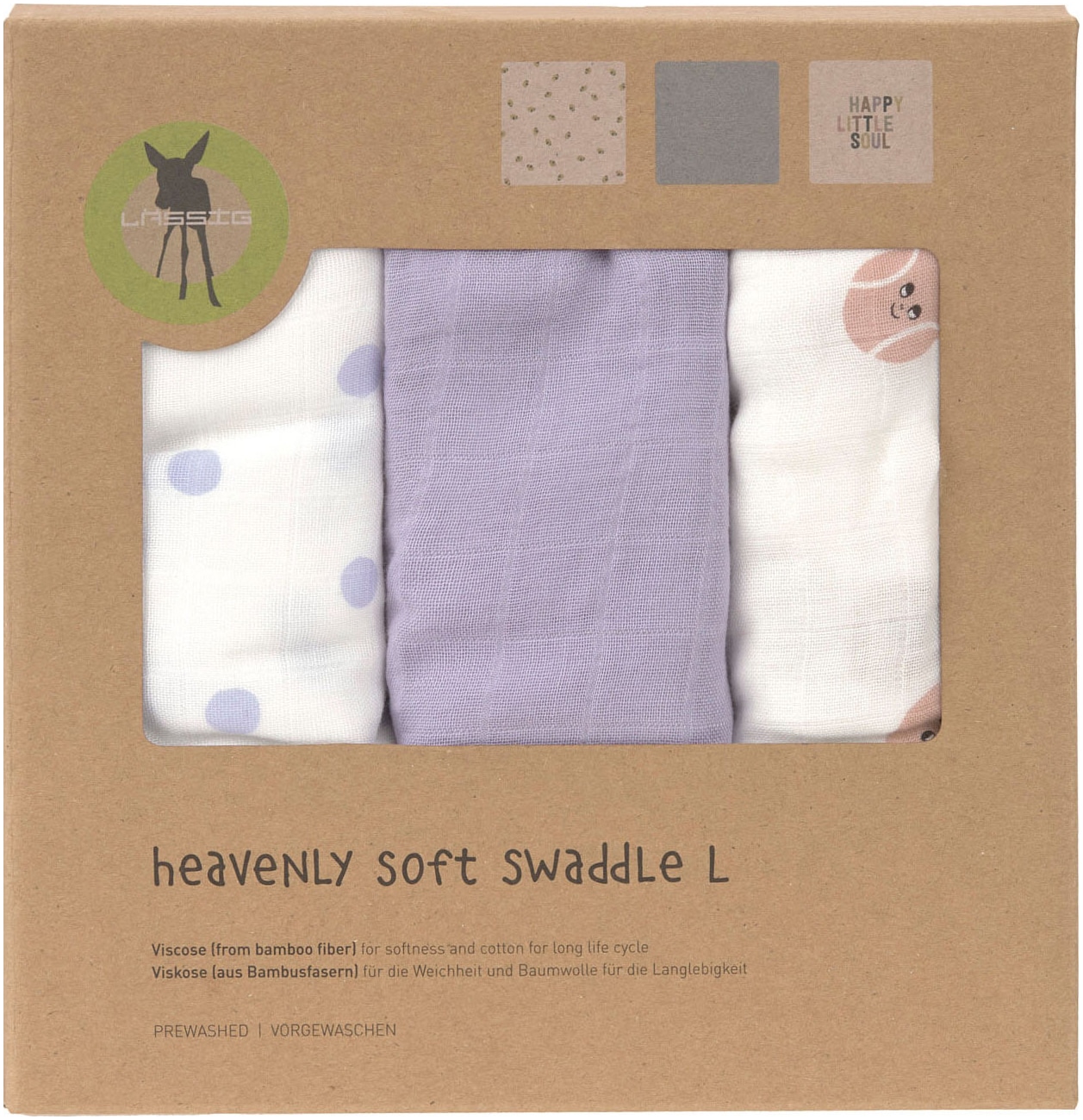 LÄSSIG Stoffwindeln »Tiny Team, Mulltuch-Set, lilac« Set, 3 Stk. tlg.