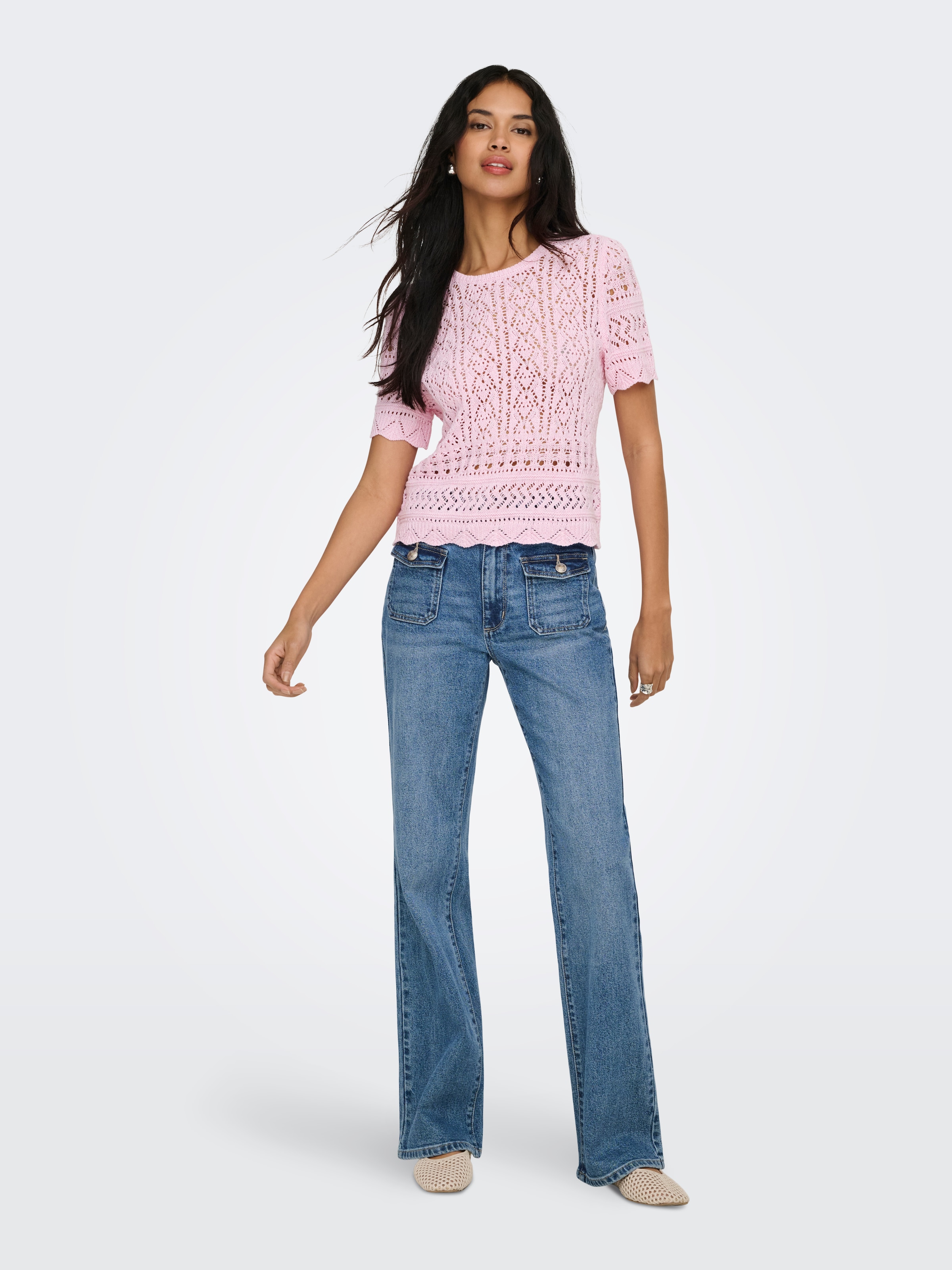 ONLY Kurzarmpullover »ONLELKE LIFE SS STRUCTUR O-NECK KNT NOOS«