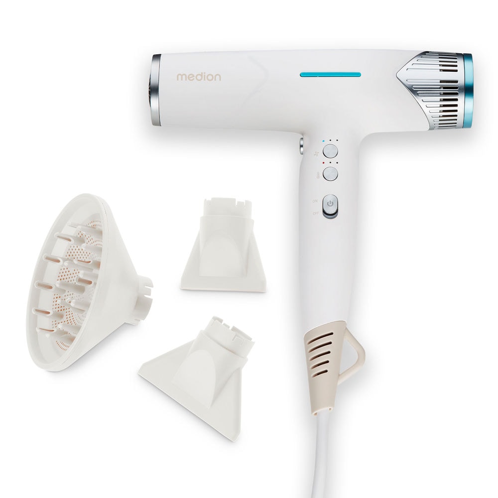 Medion® Ionic-Haartrockner »HD2 (MD19984)«, 1500 W, 3 Aufsätze, Selbstreinigungsfunktion, je 3 Temperatur- und Luftstromstufen