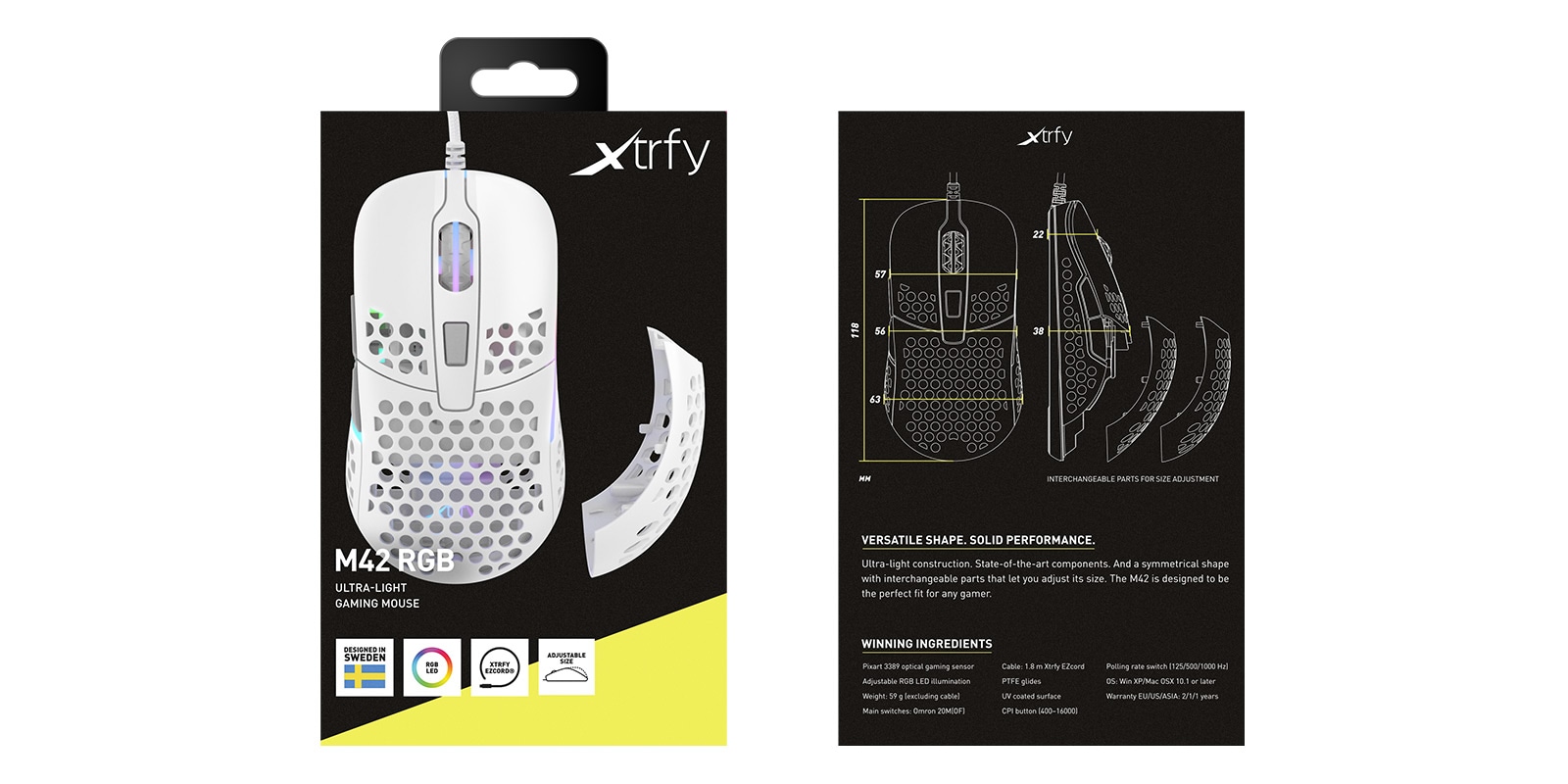 Cherry Xtrfy Gaming-Maus »M42 RGB«, kabelgebunden, ultraleichte Gaming-Maus