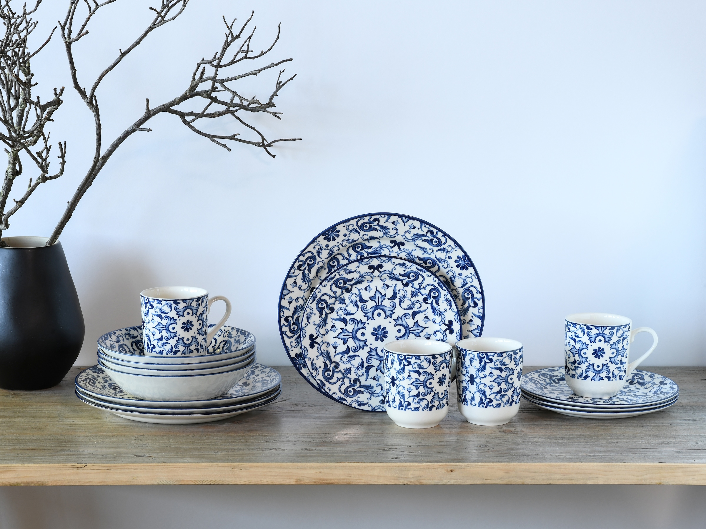 CreaTable Kombiservice »Fresco Blau, Kombi-Service 16-tlg« Ornamentmotiv, Mediterran