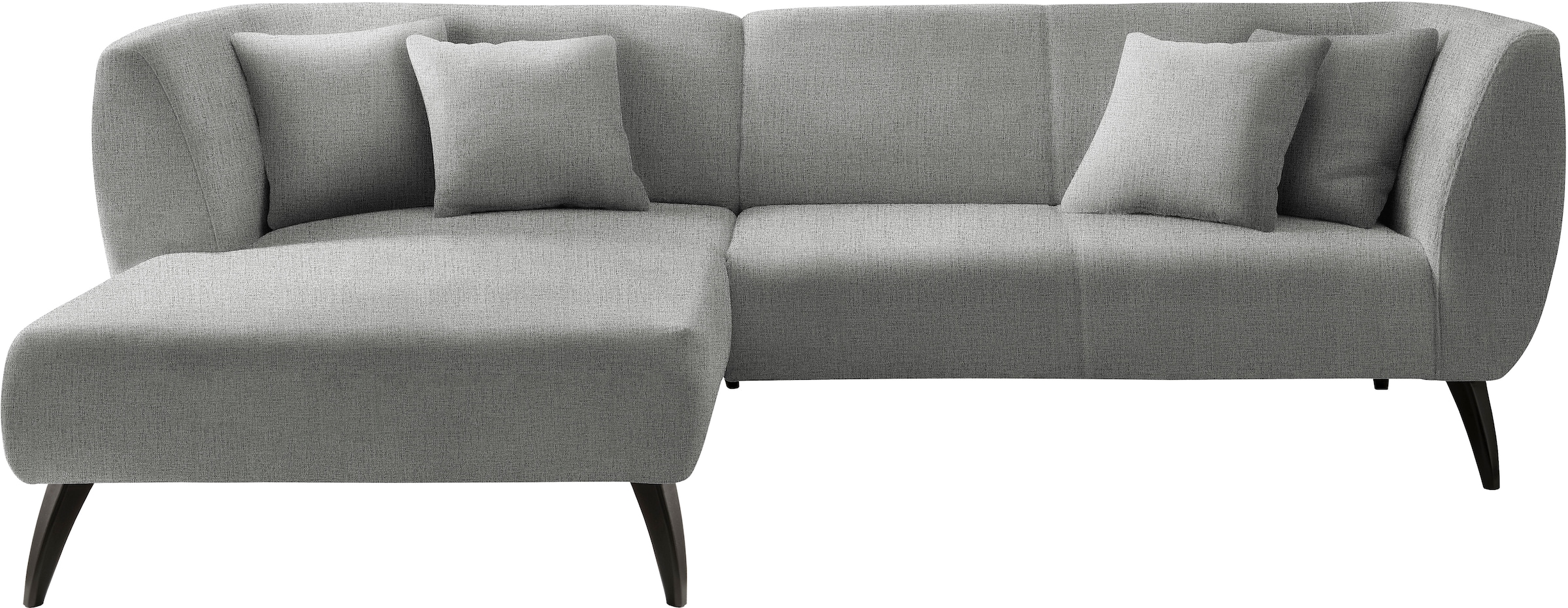 INOSIGN Ecksofa »Colori L-Form«, Holzfußfarbe wählbar, inkl. 4x Zierkissen