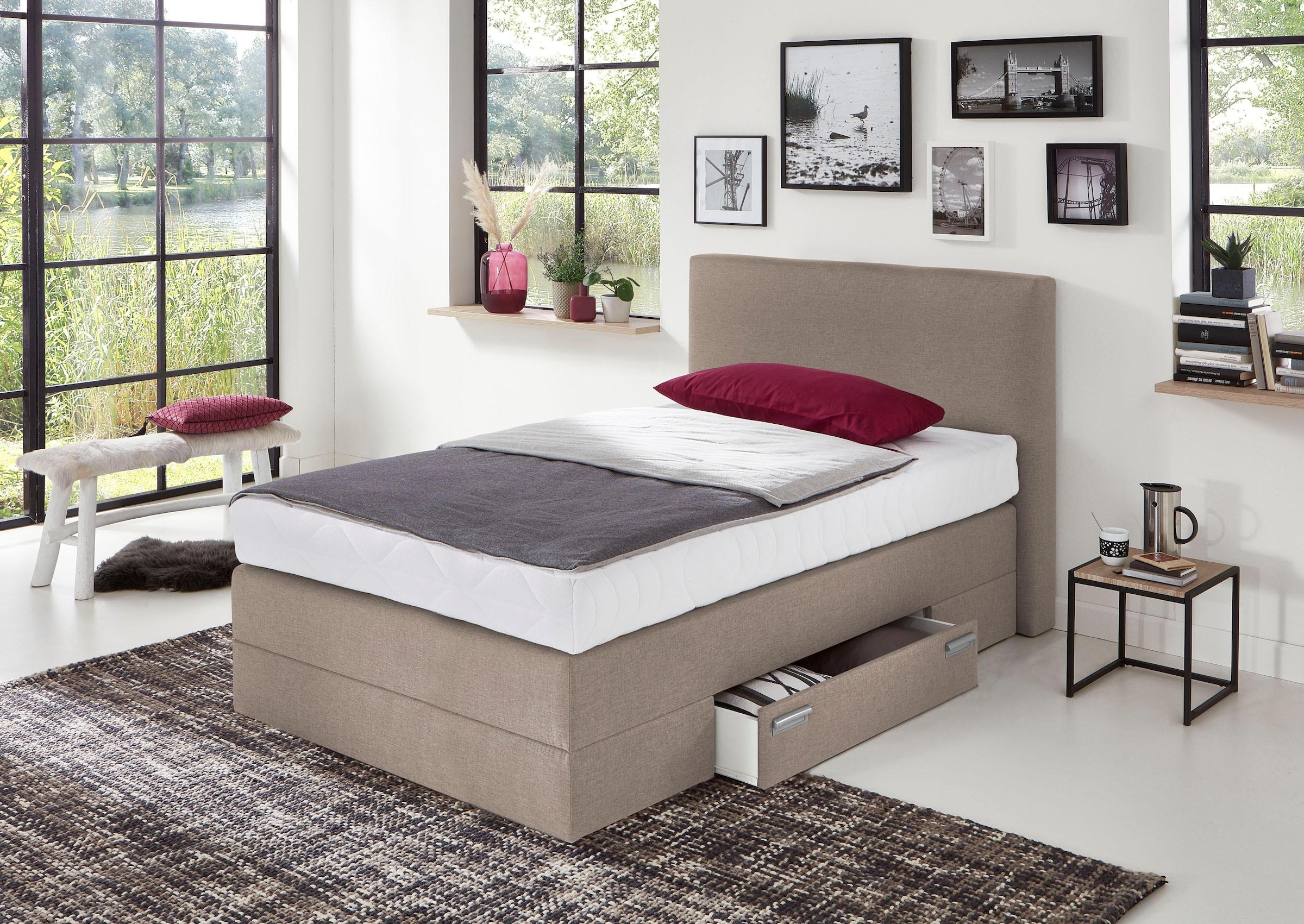 Westfalia Schlafkomfort Boxspringbett, mit Schubkästen und Zierkissen