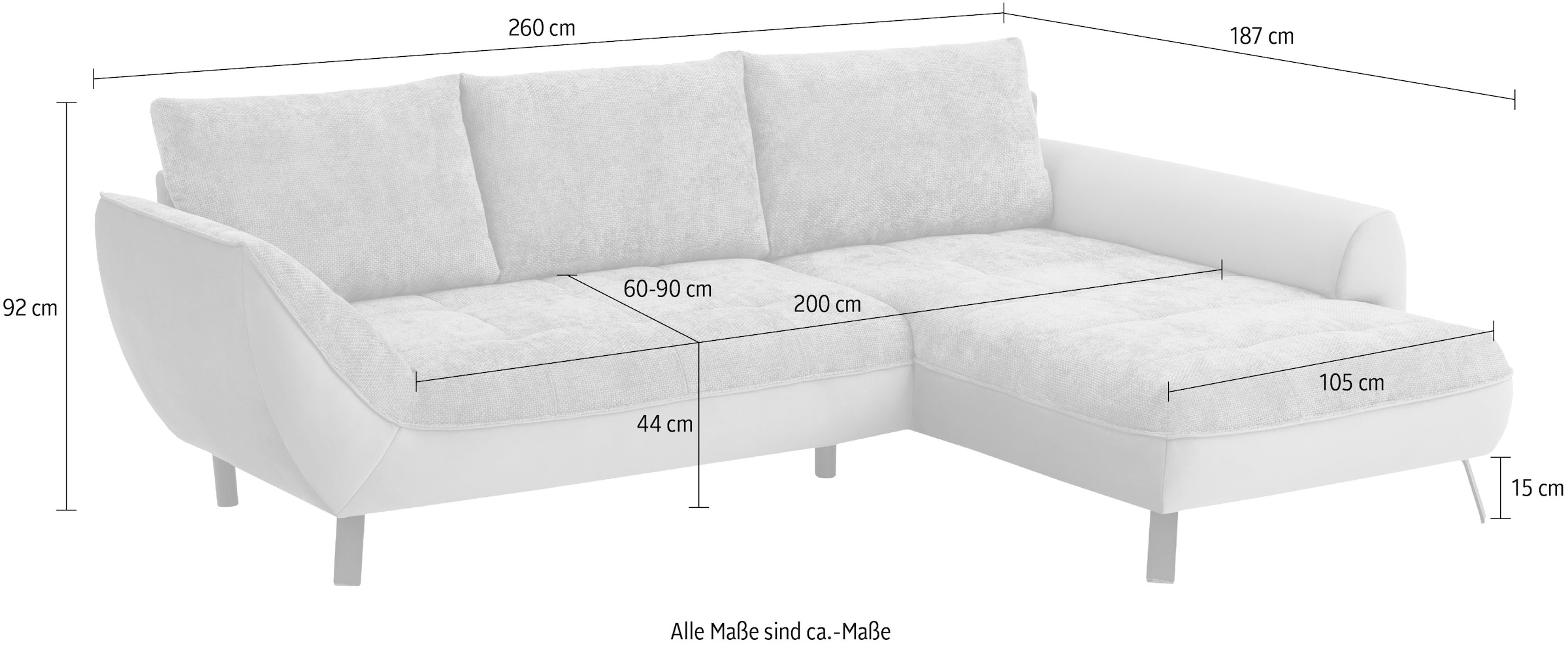 exxpo - sofa fashion Ecksofa »Bellinii, Materialmix, Strukturbezug und pflegeleichter Microvelours«, bequem und modern, Materialmix, L-Form