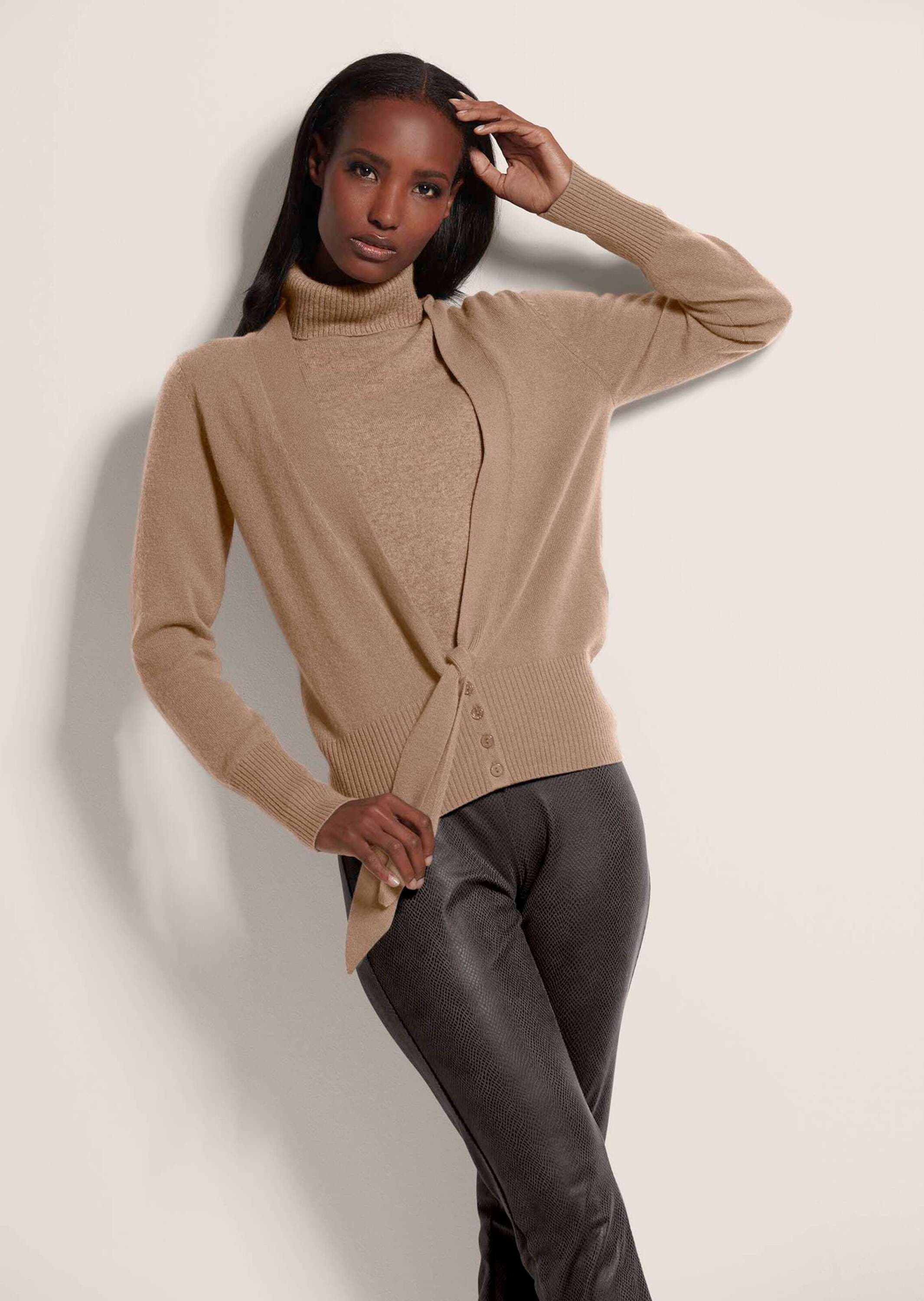 MADELEINE Strickjacke »Strickjacke Kaschmir-Strickjacke mit tiefem V-Ausschnitt und Bindeband«