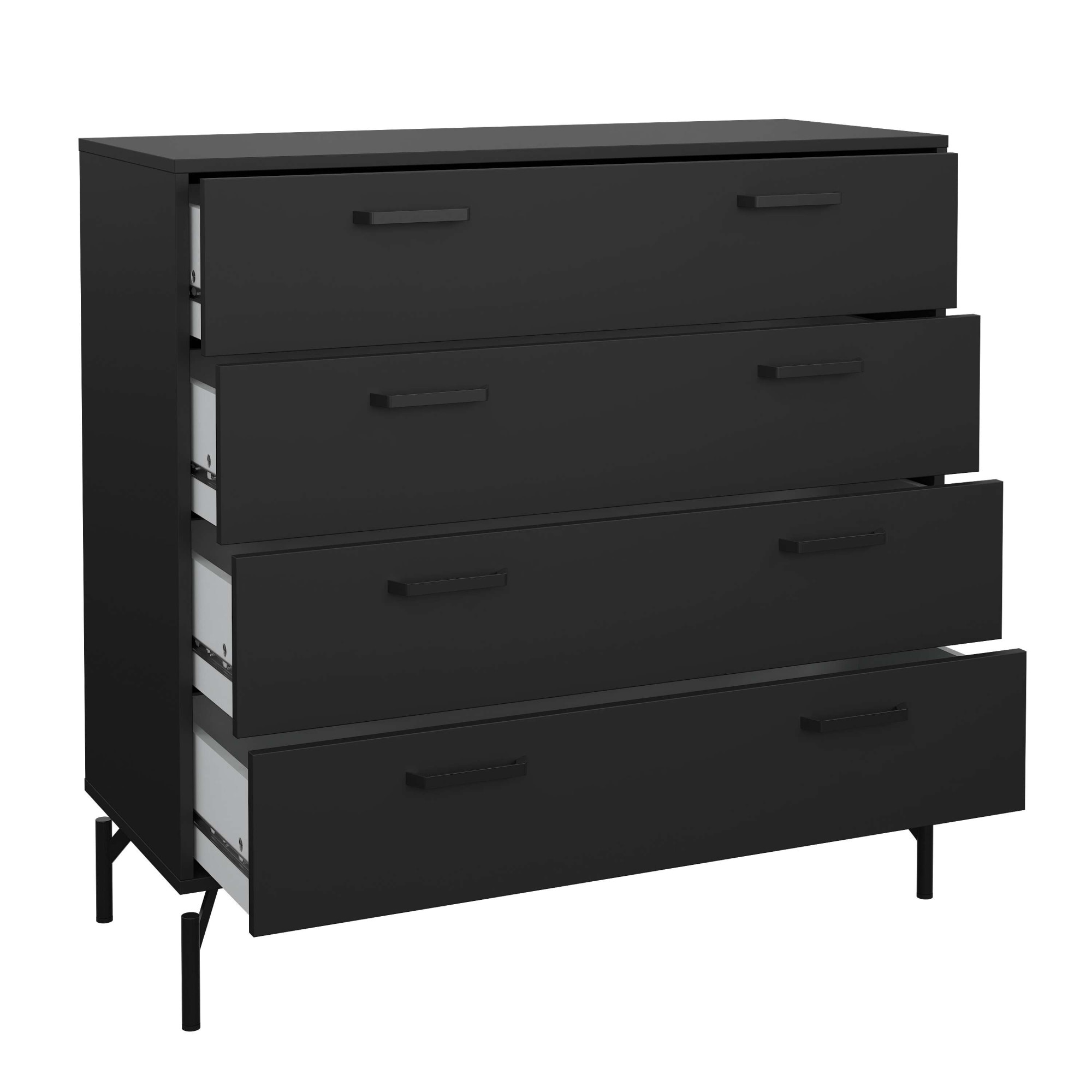 INOSIGN Hochkommode »Dana, Kommode, Aufbewahrung, Schubladenschrank«, Kommode mit 4 Schubladen, Metallbeine, Höhe 95,8 cm, Breite 98,7 cm
