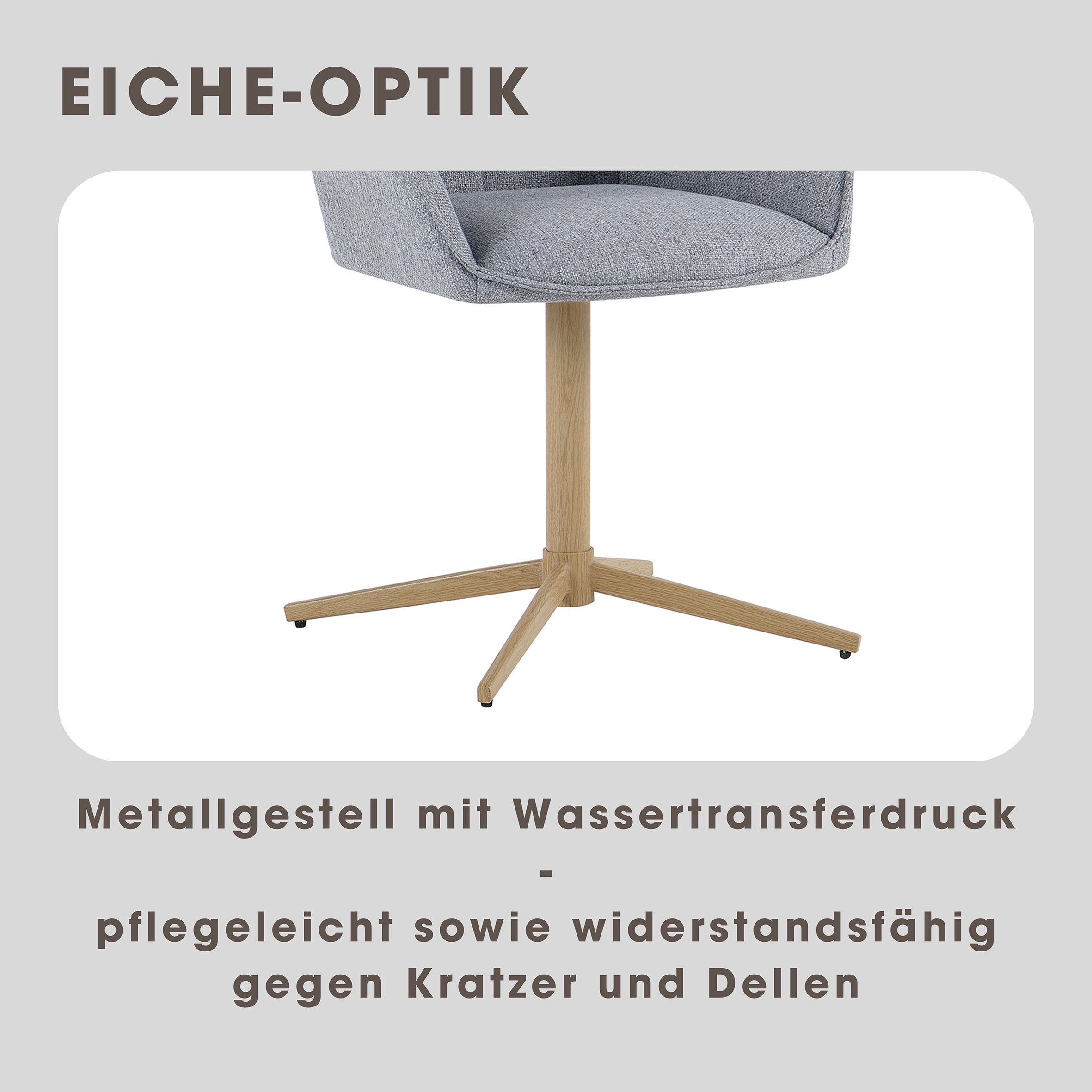 byLIVING Esszimmerstuhl »OTTAWA« (Set) 2 Stk.Webstoff, 110 kg, 360° drehbar, umlaufendem Keder, Zierknopf im Rücken