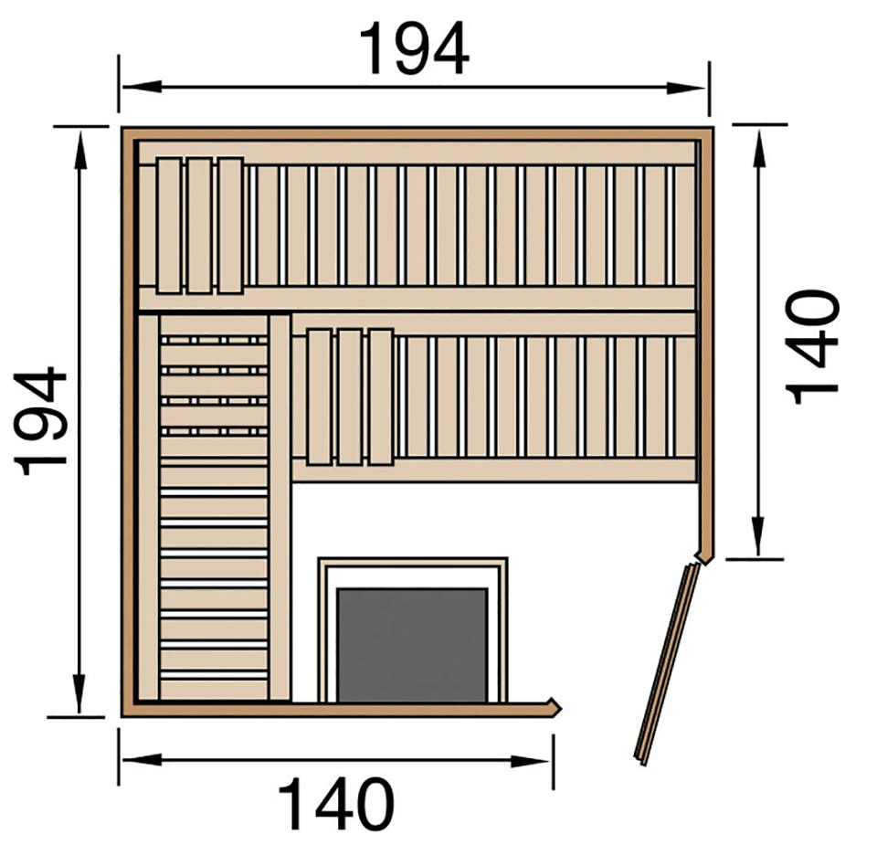 weka Sauna »Varberg« Set,  7,5 kW Bio-Ofen mit digitaler Steuerung