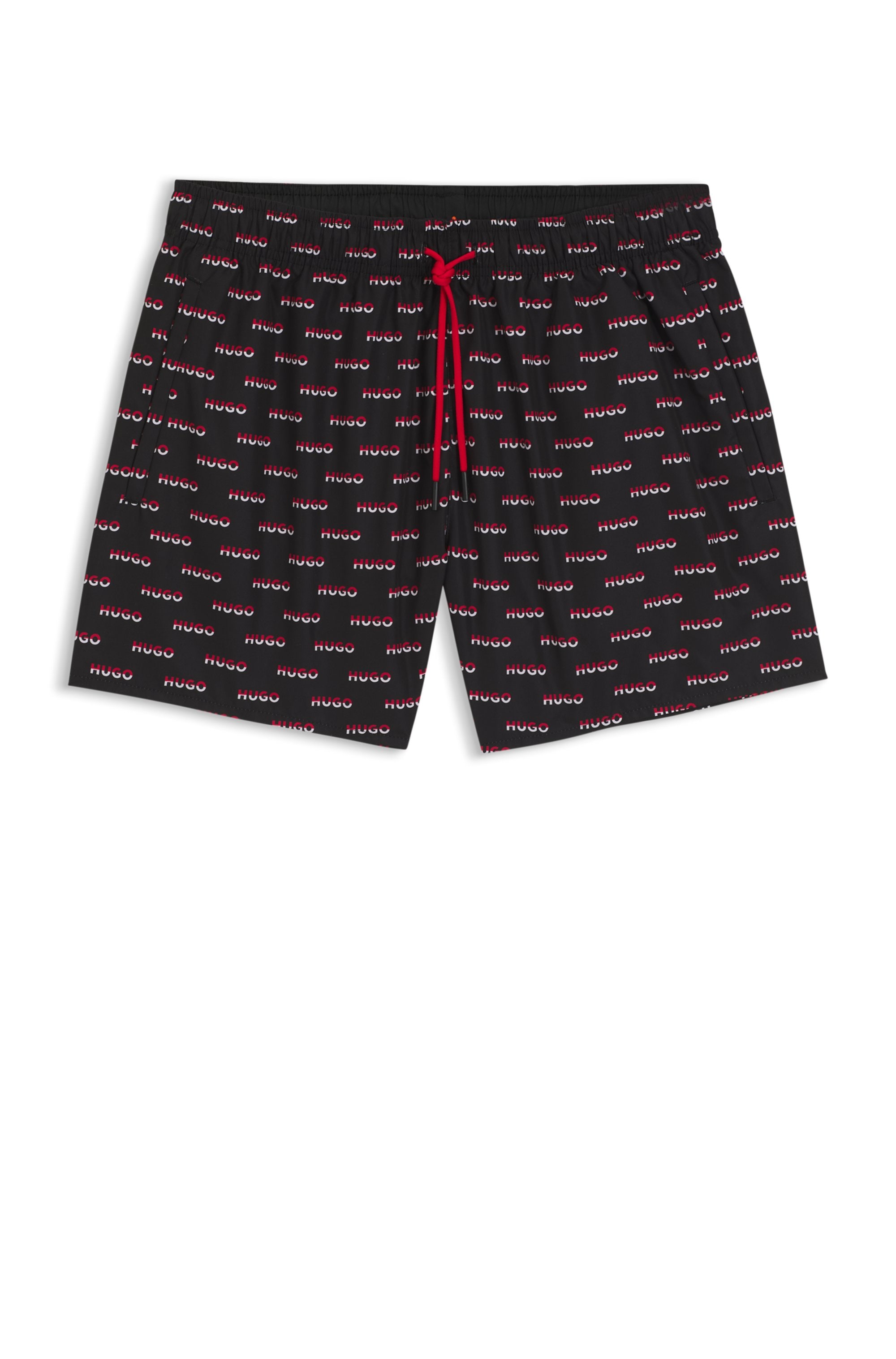 HUGO Underwear Badehose durchgehender Split-Logo-Print, Verstellbarer Tunnelzug am Bund