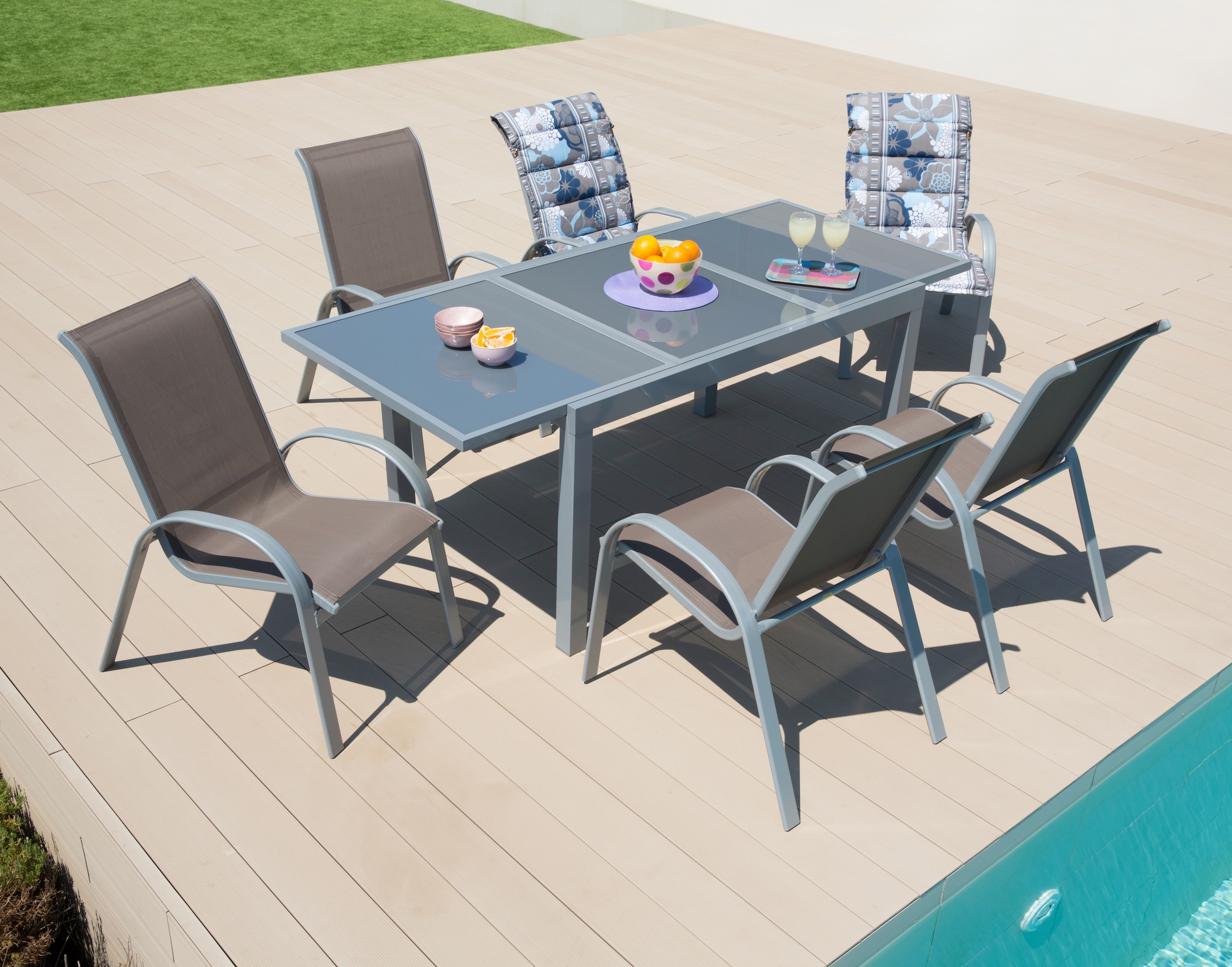 MERXX Garten-Essgruppe »Amalfi«, (7 tlg.), bei OTTO Sessel, Alu/Textil Tisch 6 kaufen -200 cm, 90x140 ausziehbar
