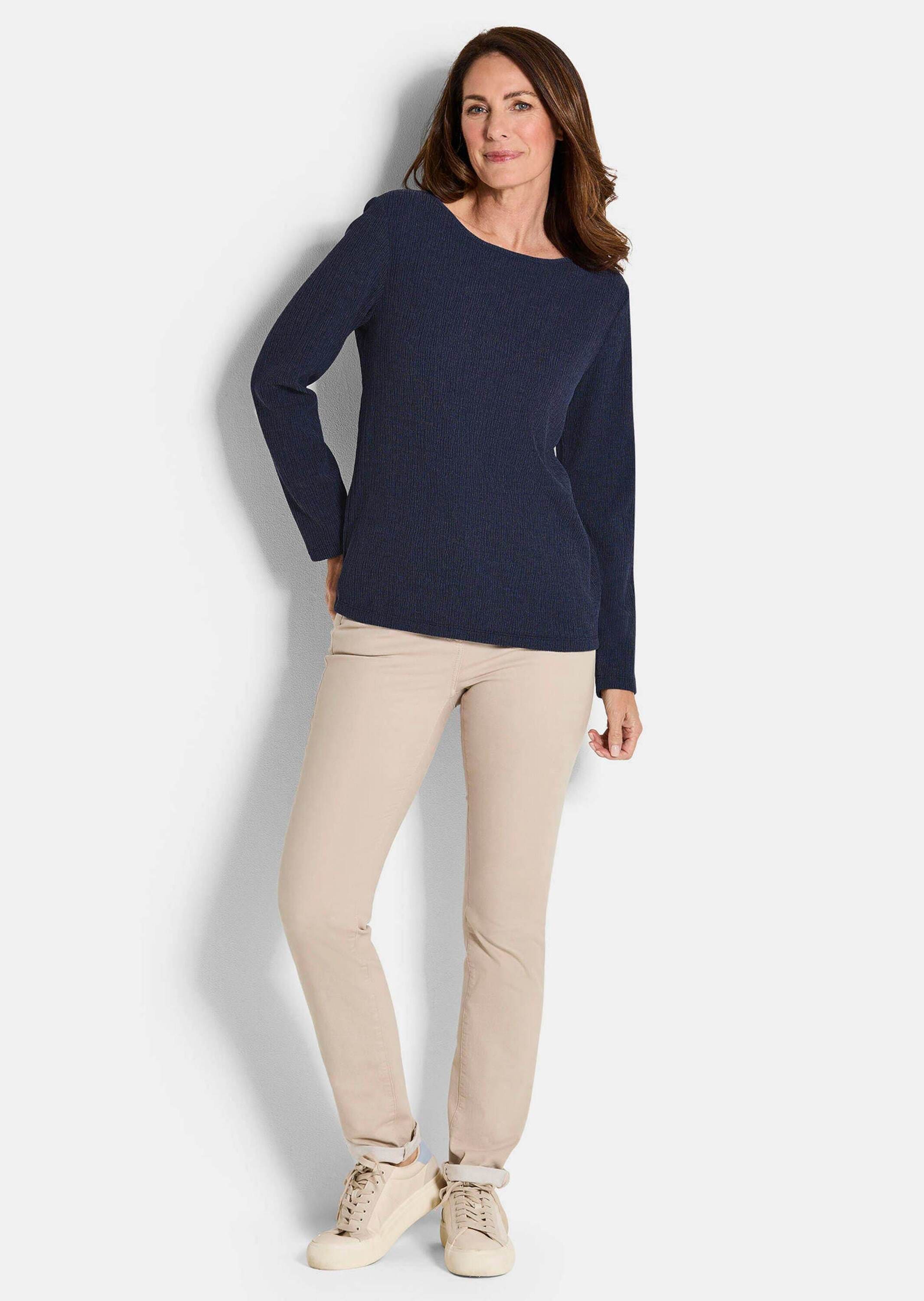 GOLDNER Langarmshirt »Kurzgröße Langarm Melange Jersey-Oberteil« U-Boot-Ausschnitt