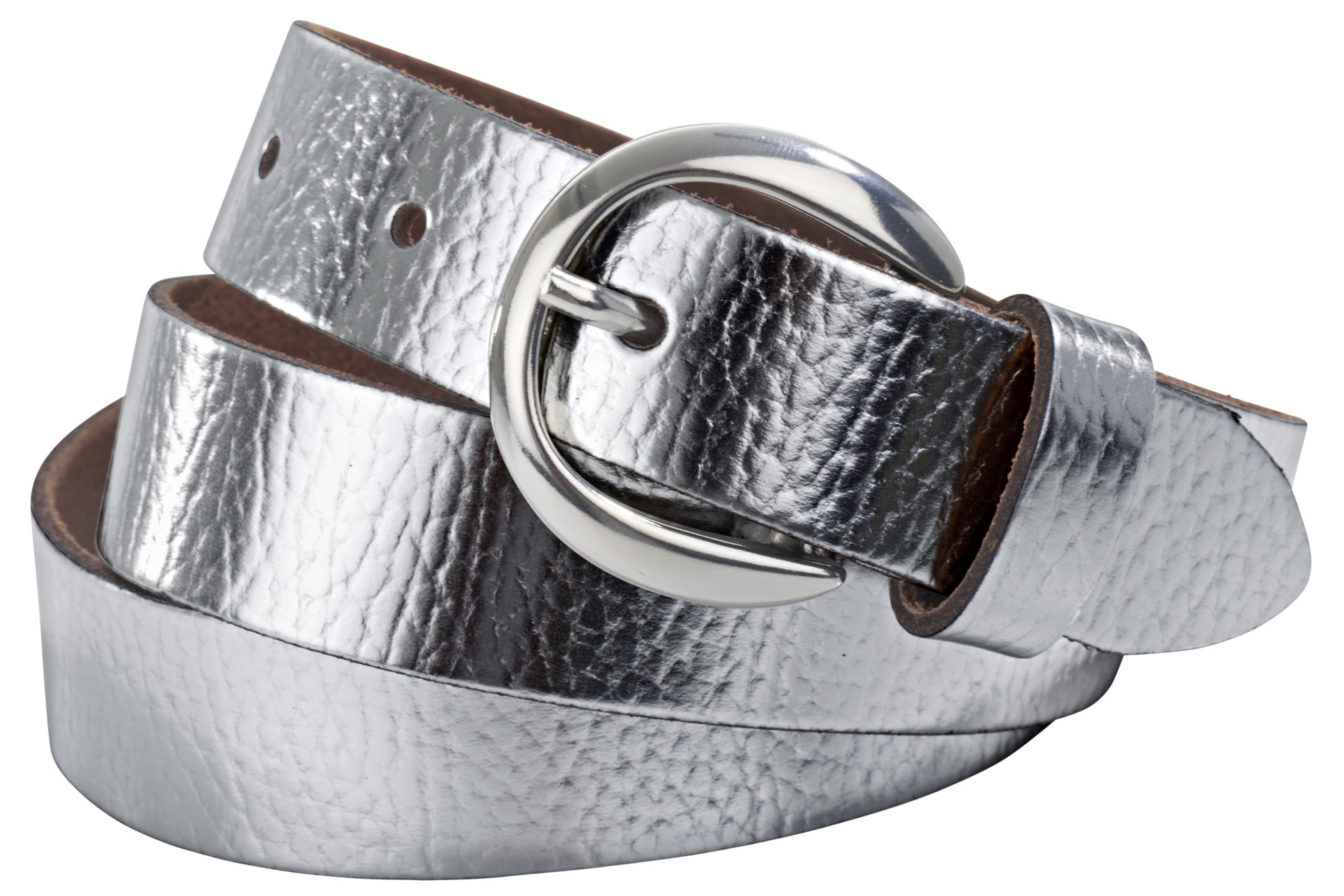 heine Ledergürtel, im Metallic-Look