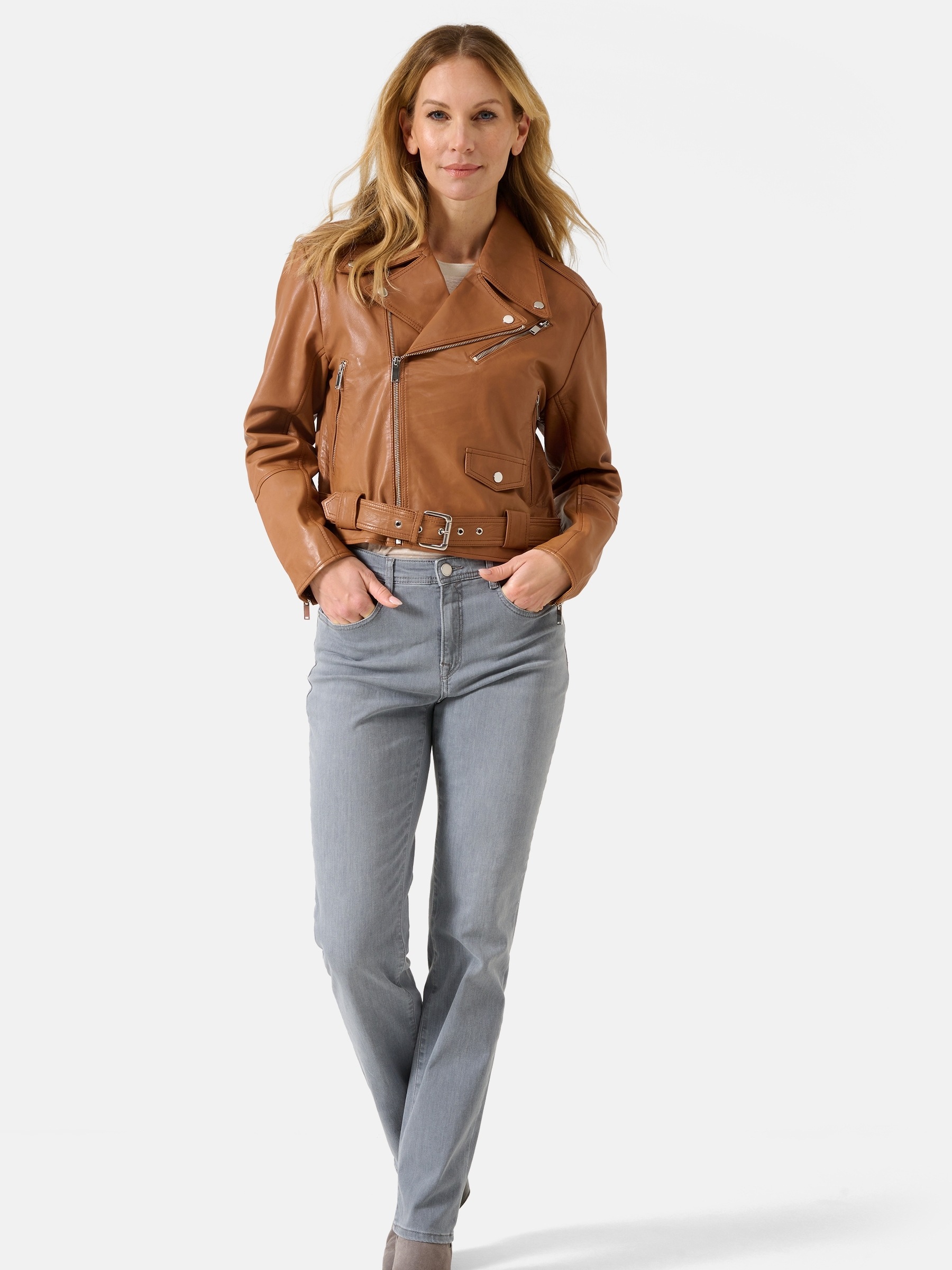 RICANO Bikerjacke »Lederjacke Hera« ohne Kapuze Handgefertigt aus echtem Leder