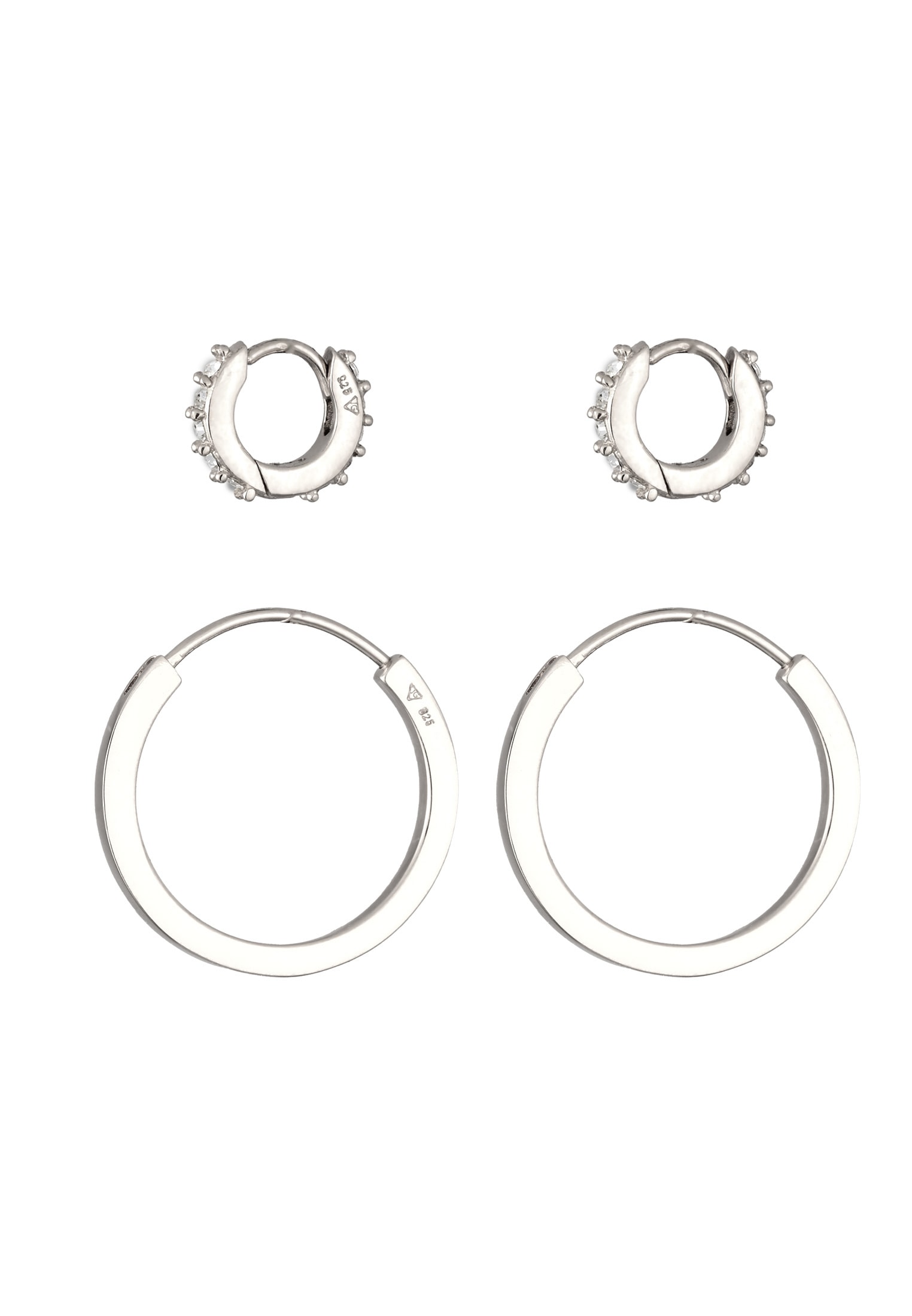 Elli Ohrstecker-Set »Ohrringe Creolen Set Glas Kristalle Weiß 925 Sterling Silber«