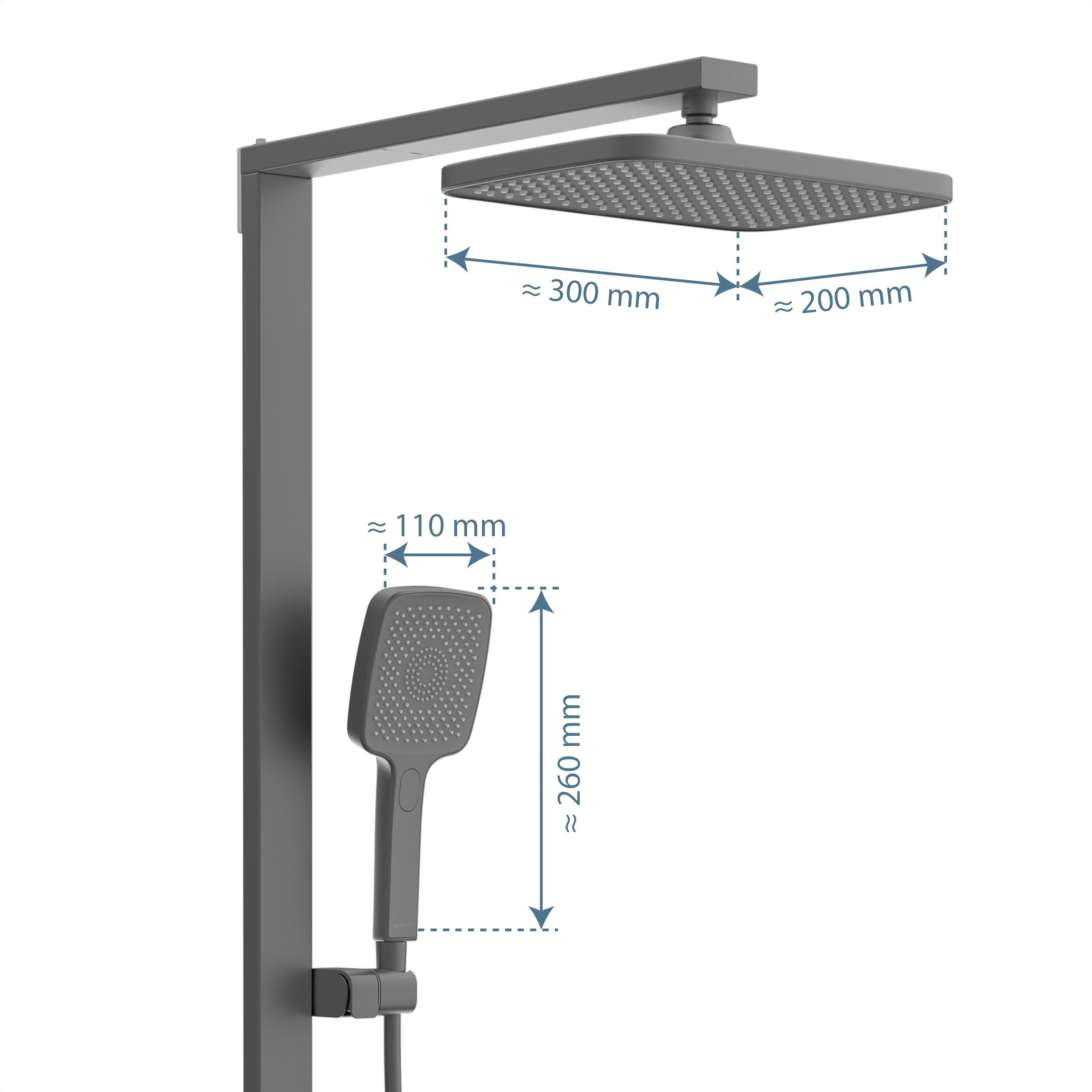 Schütte Duschsystem »HAWAII Überkopfbrause-Set«, (Komplett-Set, Inkl. Montagematerial und Dichtungen), mit Thermostatarmatur, Glasablage, Brausehalter