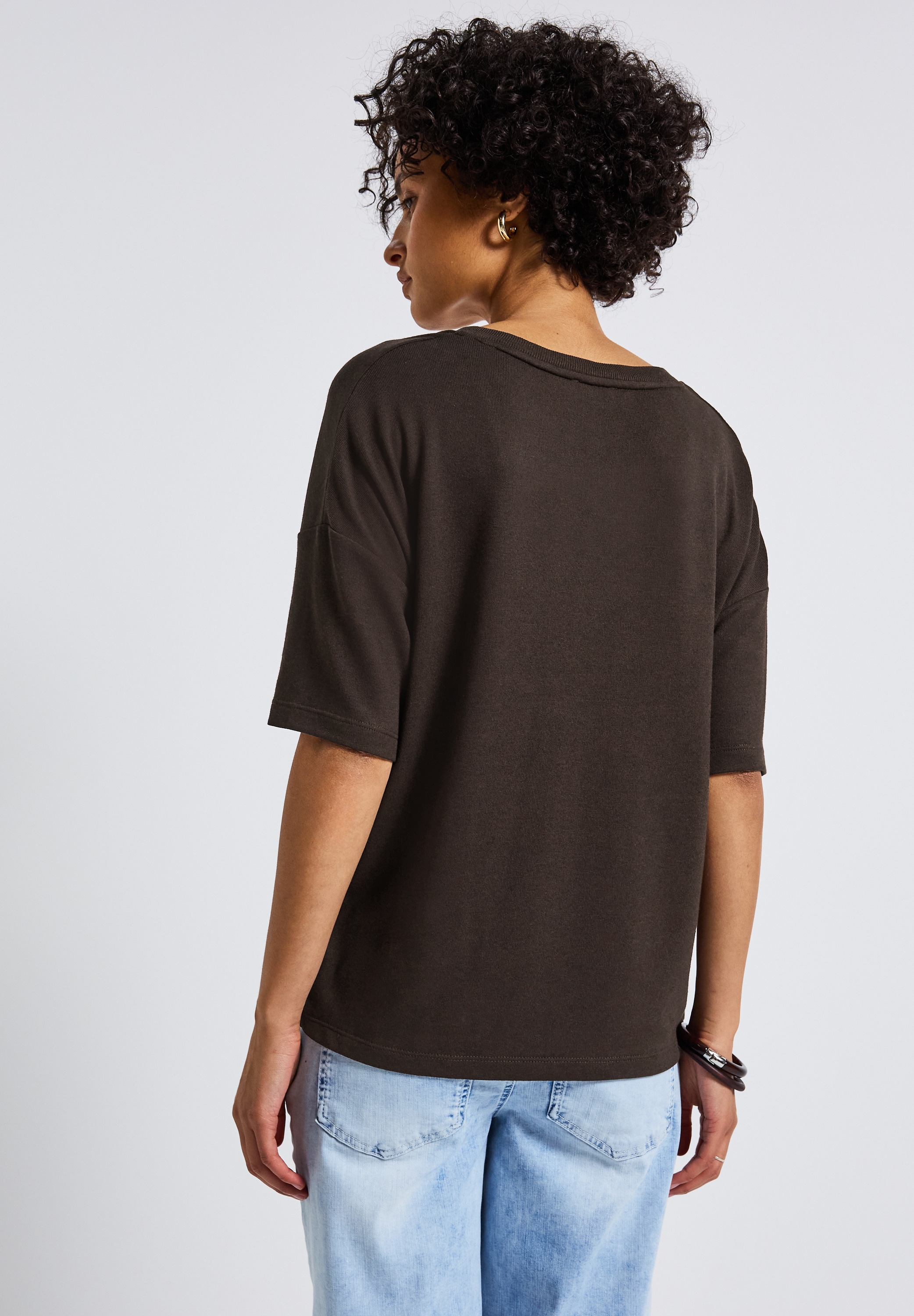 STREET ONE T-Shirt, mit V-Ausschnitt und im Strick-Look