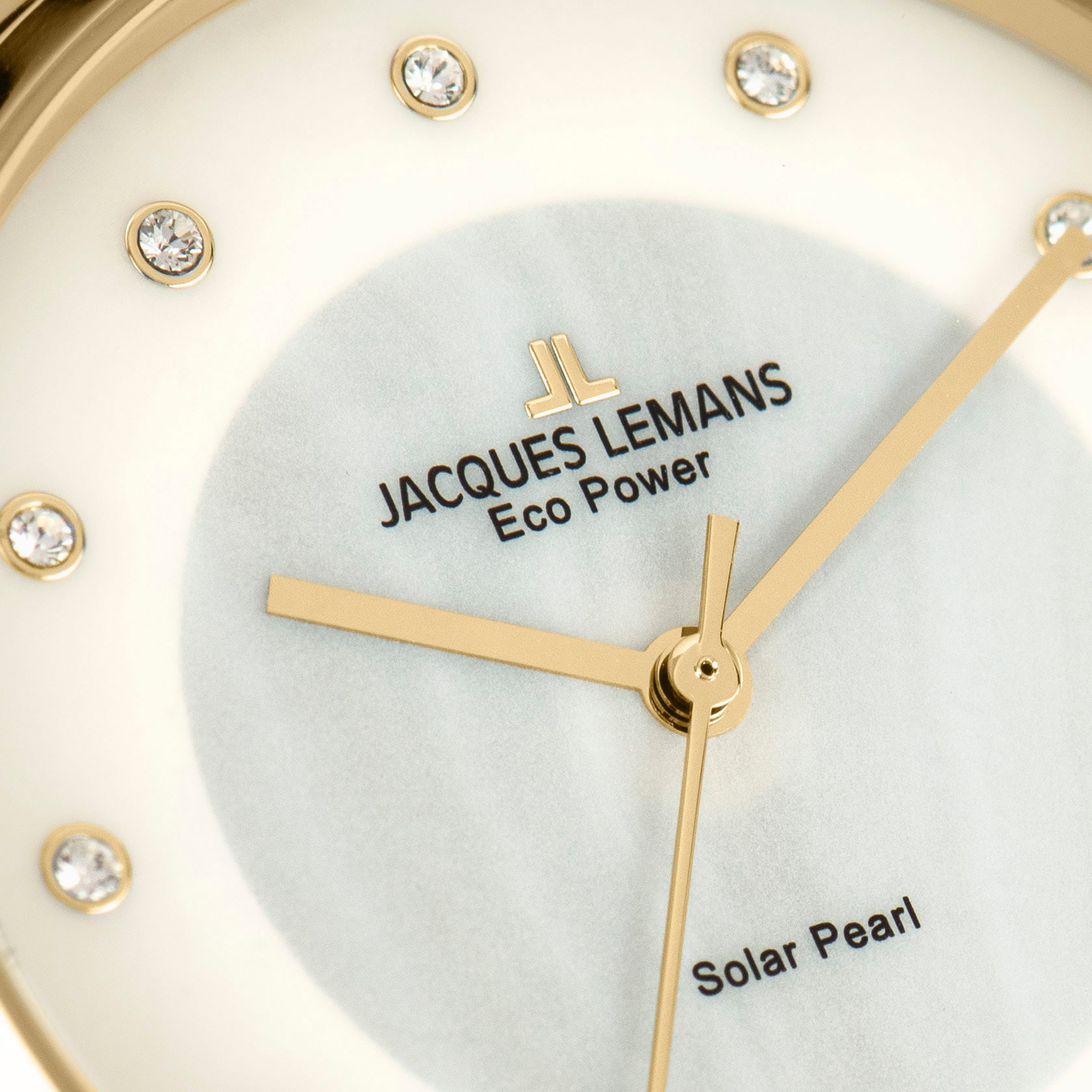 Jacques Lemans Solaruhr »Eco Power, 1-2108F«, Armbanduhr, Damenuhr, Perlmutt-Zifferblatt, Swarovski-Kristalle