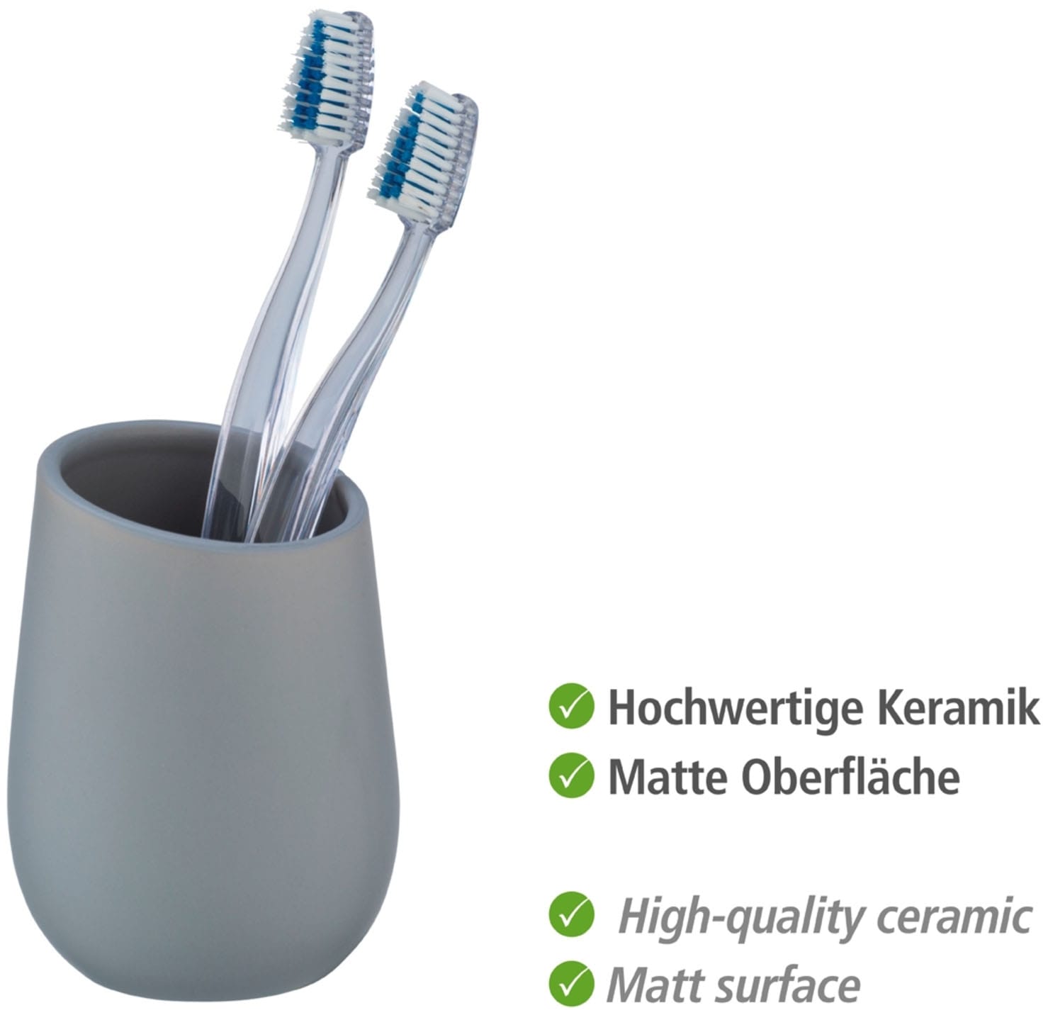 WENKO Badaccessoire-Set »Badi« Seifenspender und Zahnputzbecher aus hochwertiger Keramik