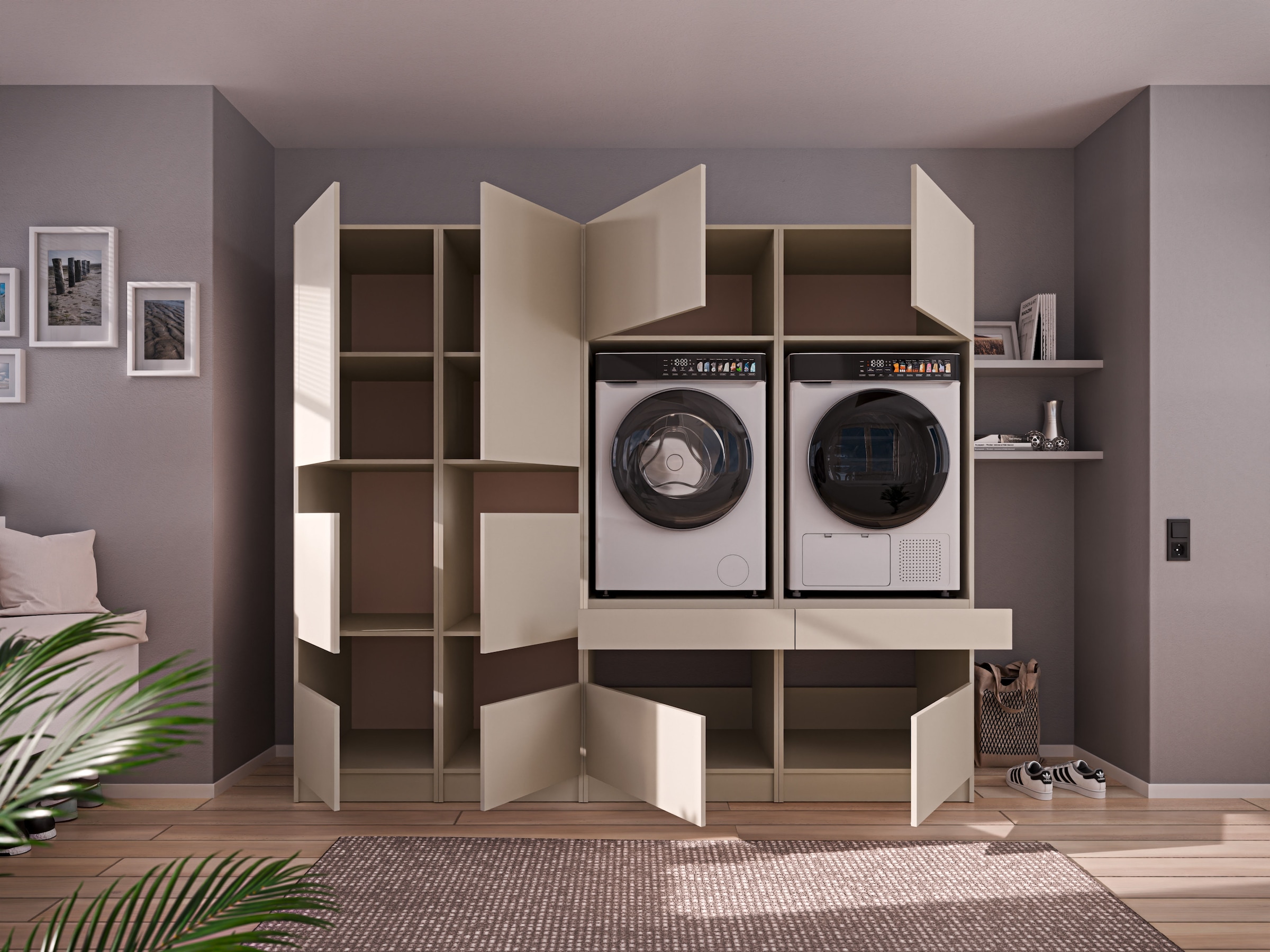 BASIC by Balculina Mehrzweckschrank-Set »Washhome B/T/H 236x68x200 cm« 4 Stk. tlg.