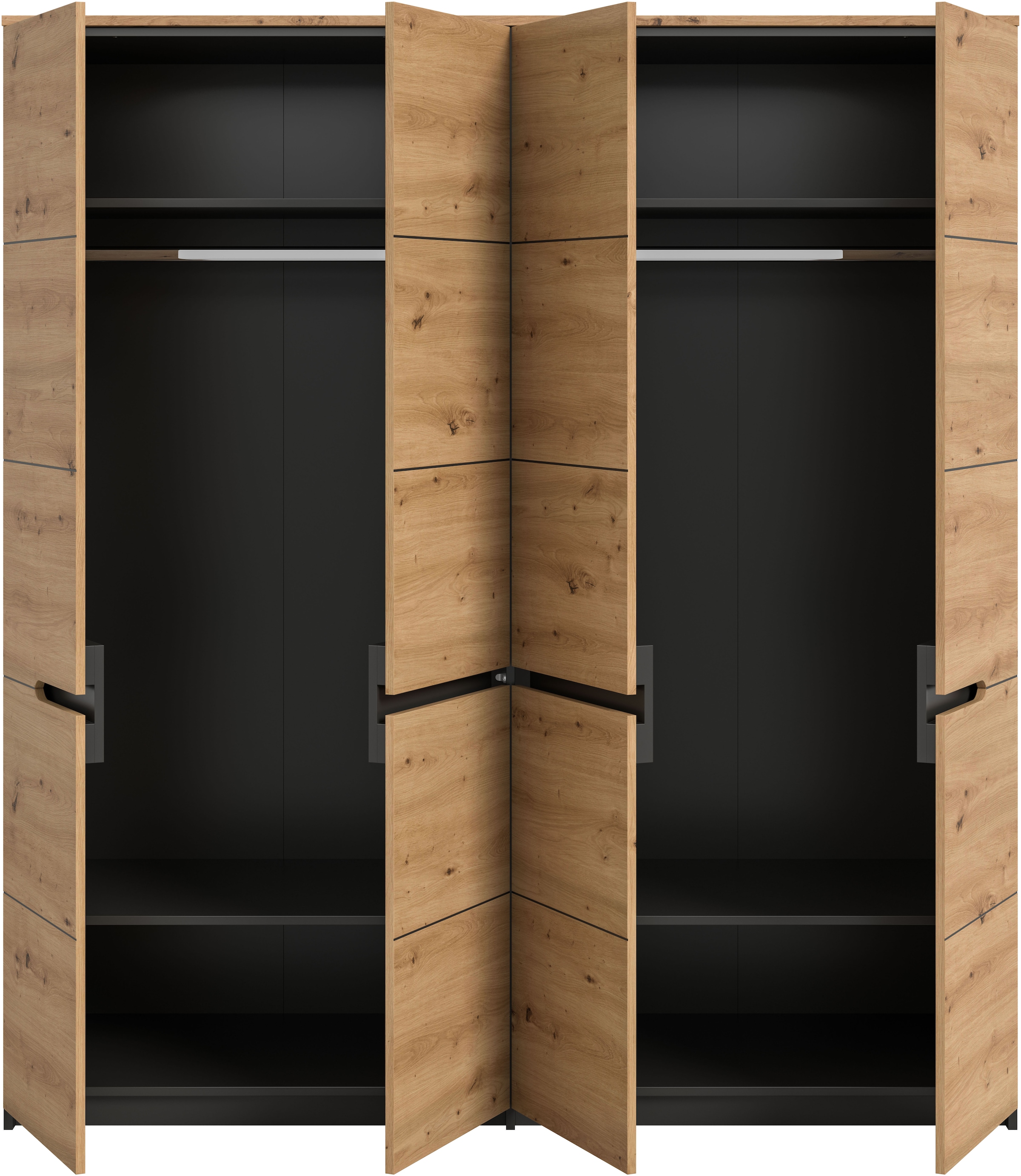 Home affaire Kleiderschrank »REHAT, Breite 180 cm, 4 Türen, 2 Kleiderstangen, 4 Ablageböden« TOPSELLER!, viel Stauraum, Universalschrank, 2 Stk. tlg. Schlafzimmerschrank, Schrank, Garderobenschrank, Garderobe