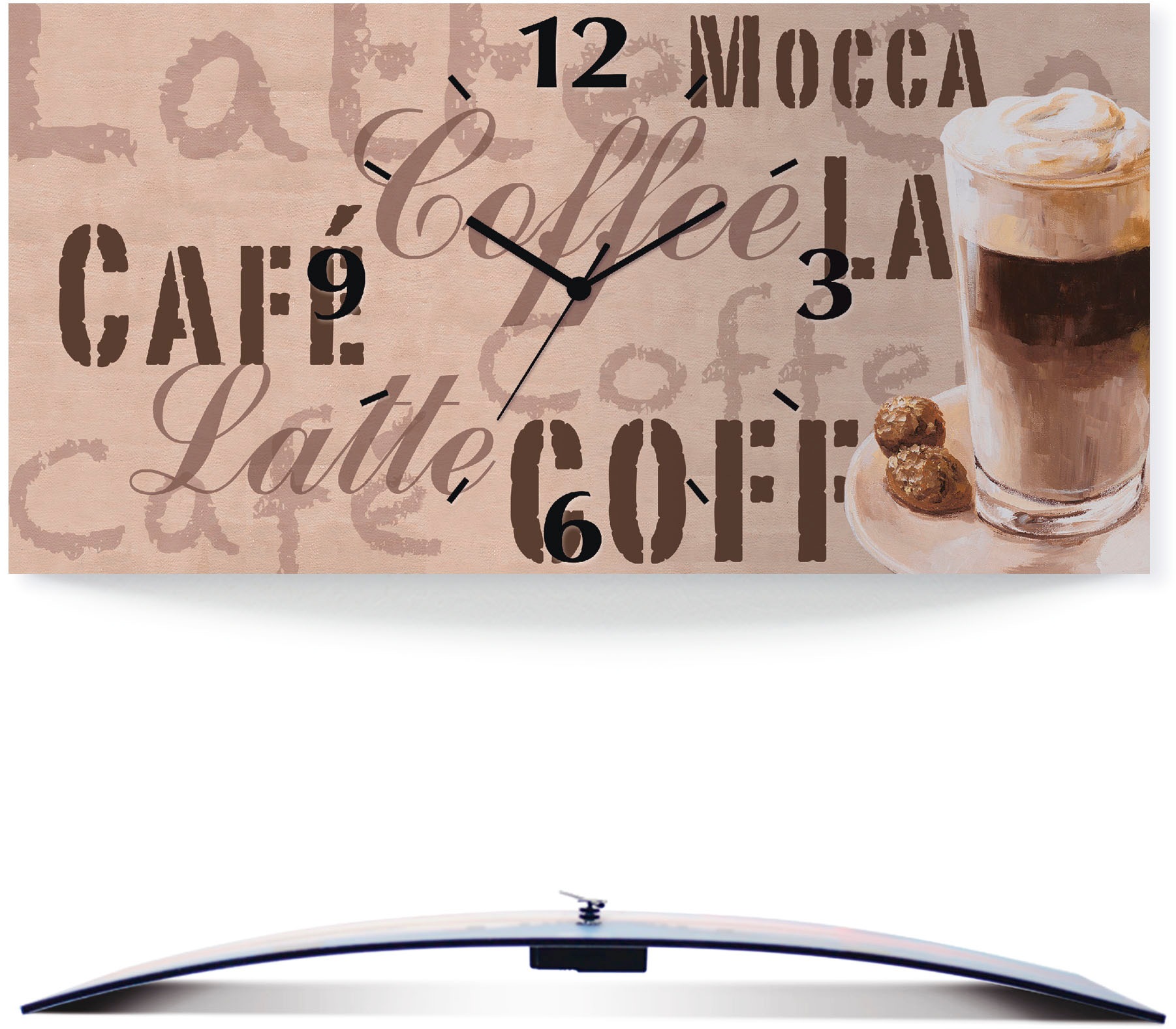 Artland Wanduhr »Kaffee - Latte Macchiato«, 3D Optik gebogen