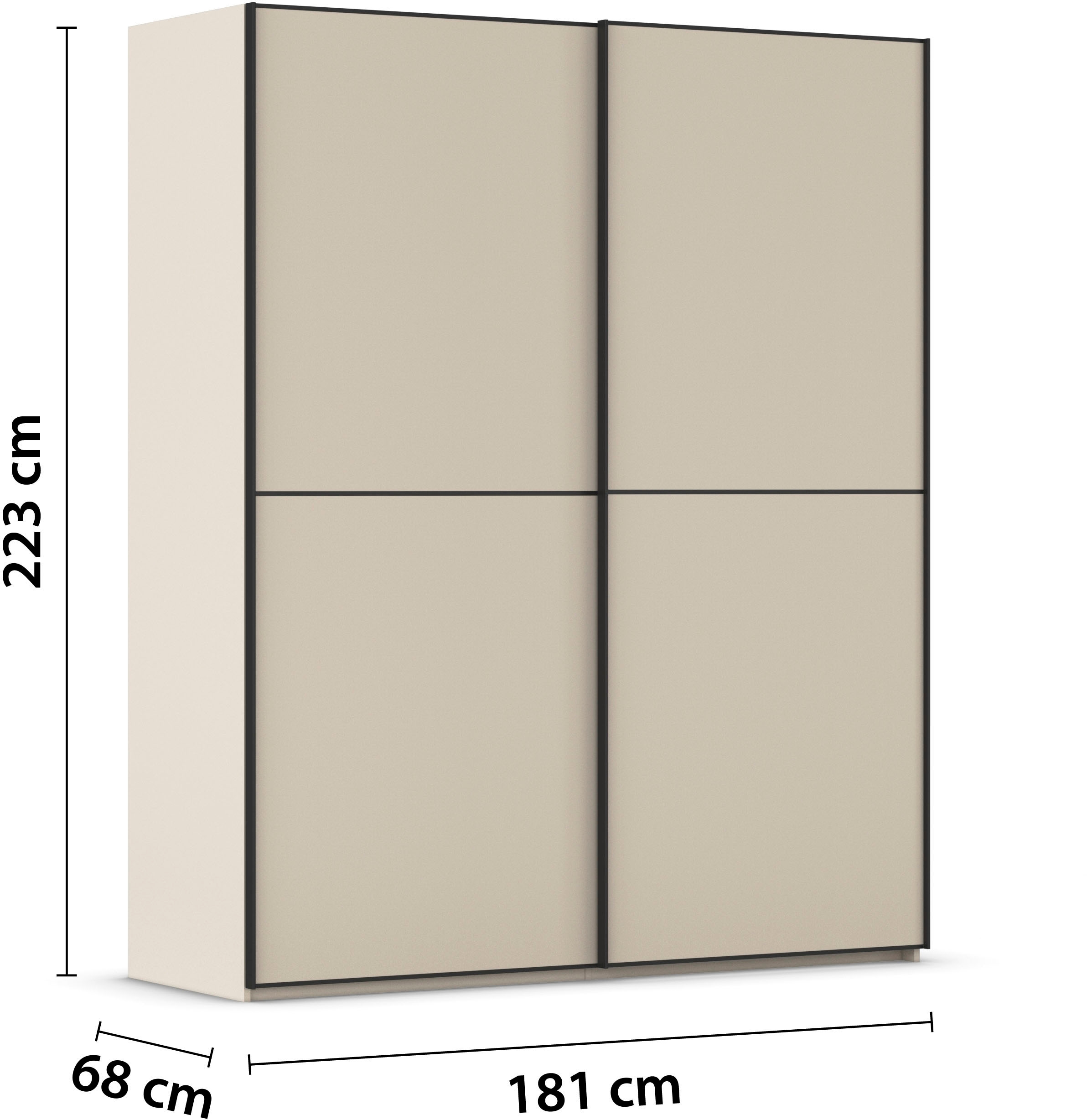 rauch Schwebetürenschrank »Kleiderschrank Schrank Garderobe Schlafzimmerschrank SCALE-DUO« edle zweigeteilte Türen und 3 Zierleisten MADE IN GERMANY