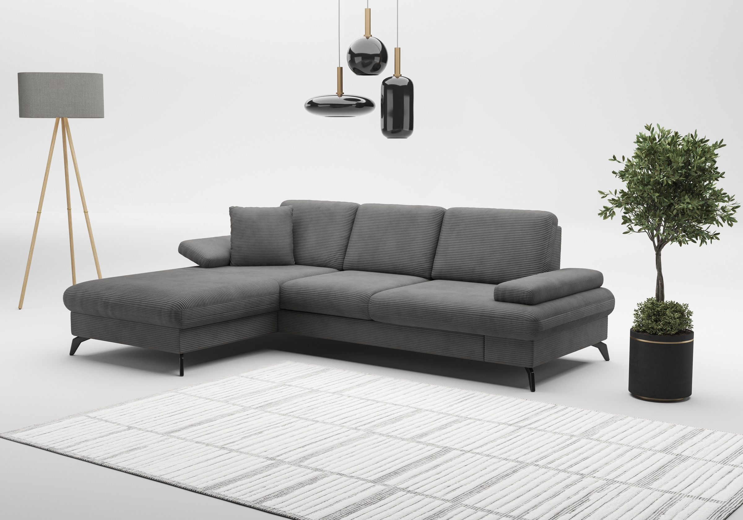 sit&more Ecksofa »Morris Jubi L-Form«, inkl. Armteilfunktion und 1 Zierkissen, wahlweise mit Bettfunktion
