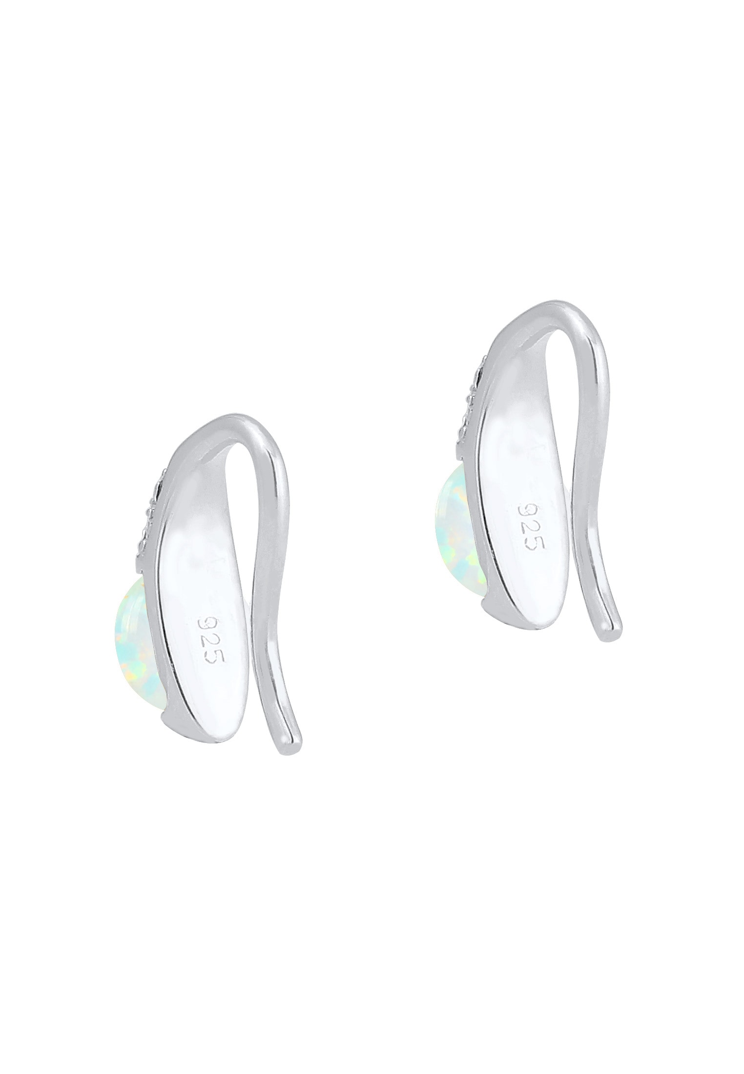 Elli Premium Paar Ohrhänger »Ohrringe Glas Kristalle Synthetischer Opal Weiß 925 Sterling Silber«
