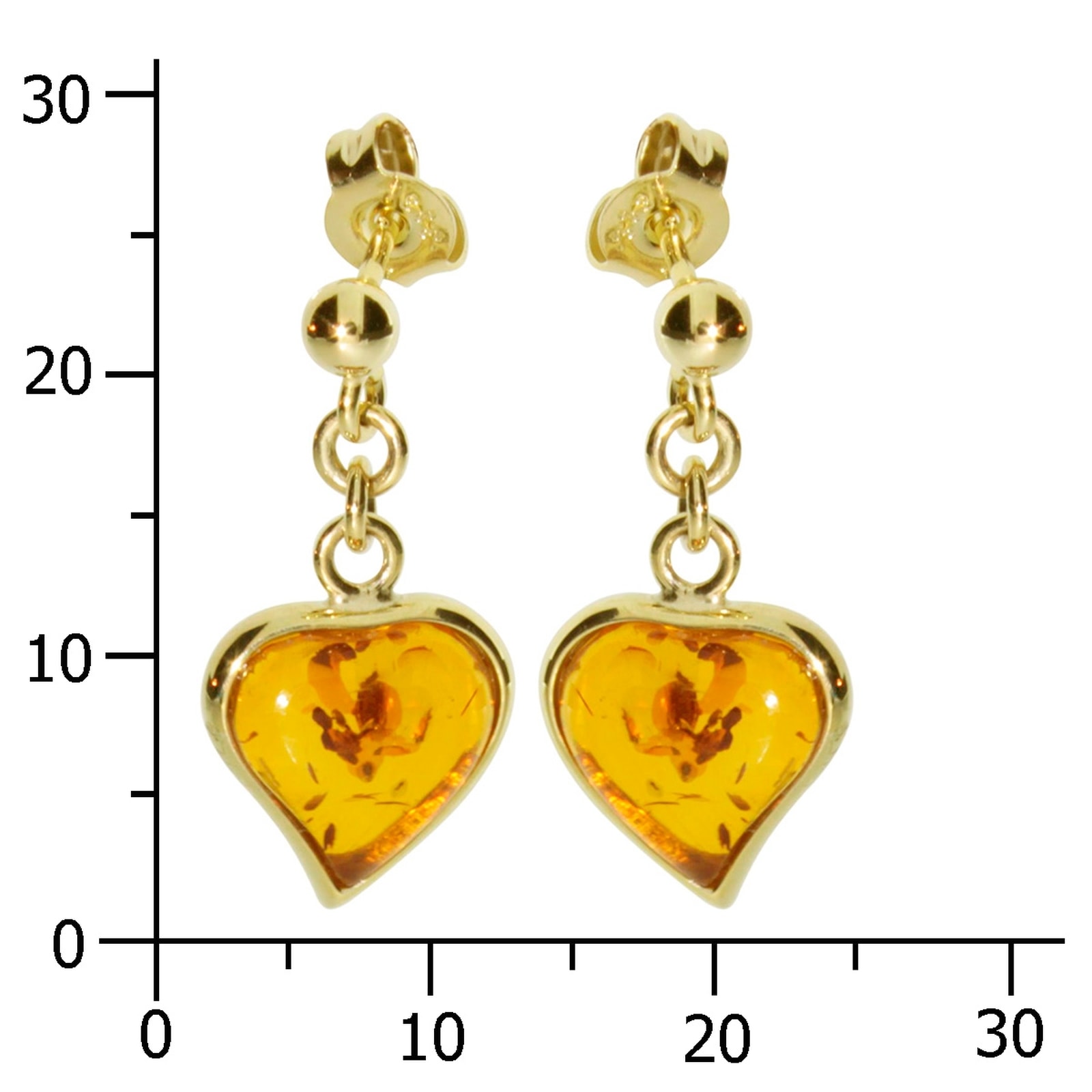 OSTSEE-SCHMUCK Paar Ohrhänger »- Herz - Gold 333/000 - Bernstein«