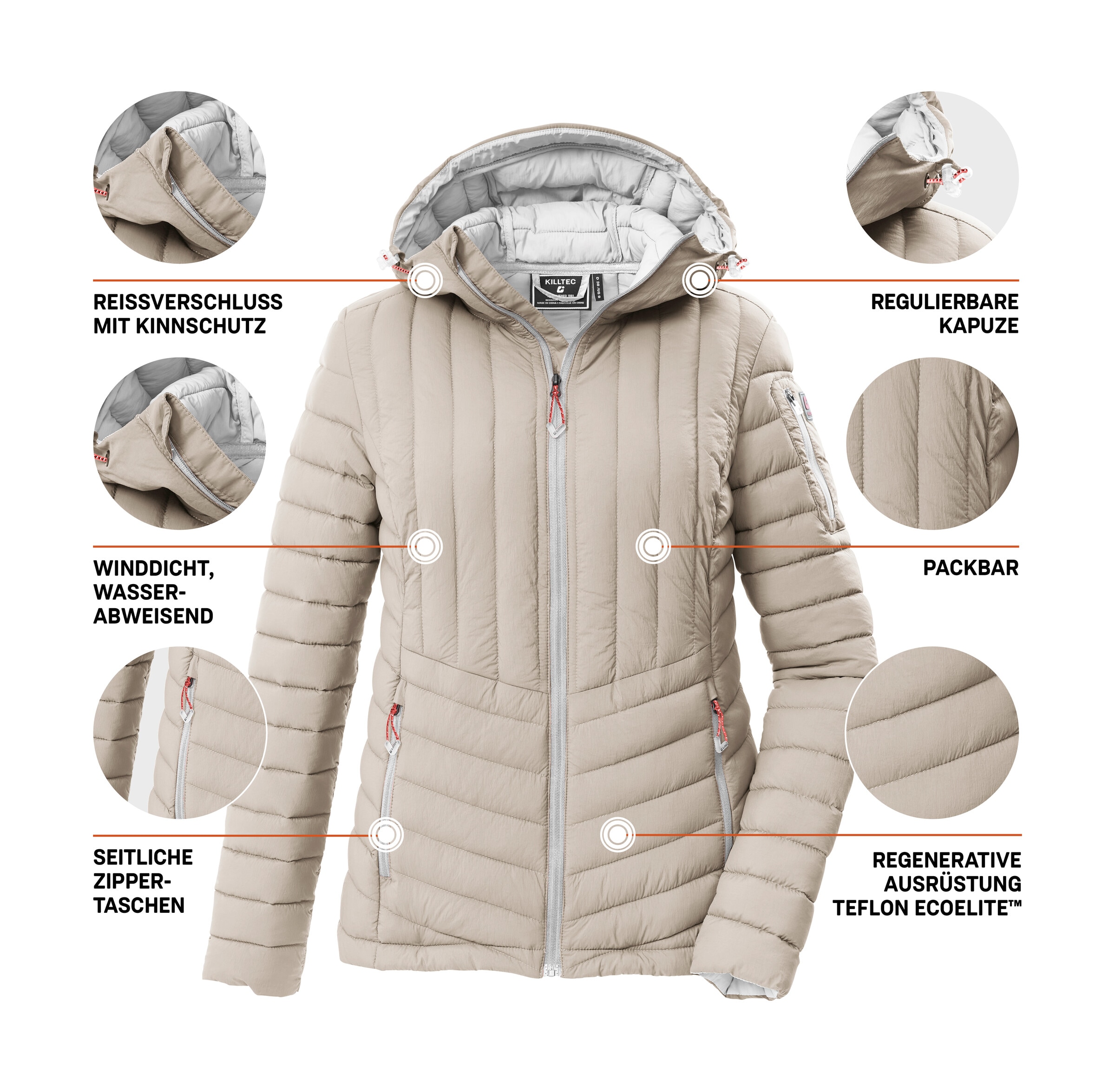 Killtec Steppjacke »KOS 75 WMN QLTD JCKT« Leicht, atmungsaktiv, winddicht, wasserabweisend, packbar