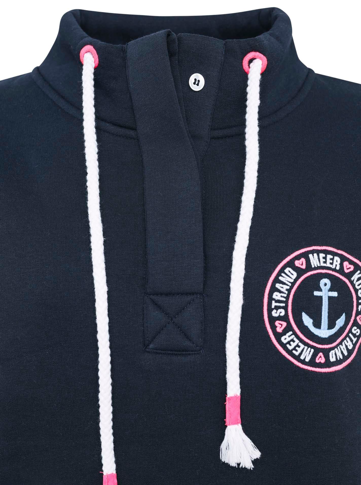 Zwillingsherz Troyer »"Anker Kreis"«, Regular Fit, mit Zipper, Stehkragen, Kordelzug, Stickerei am Rücken