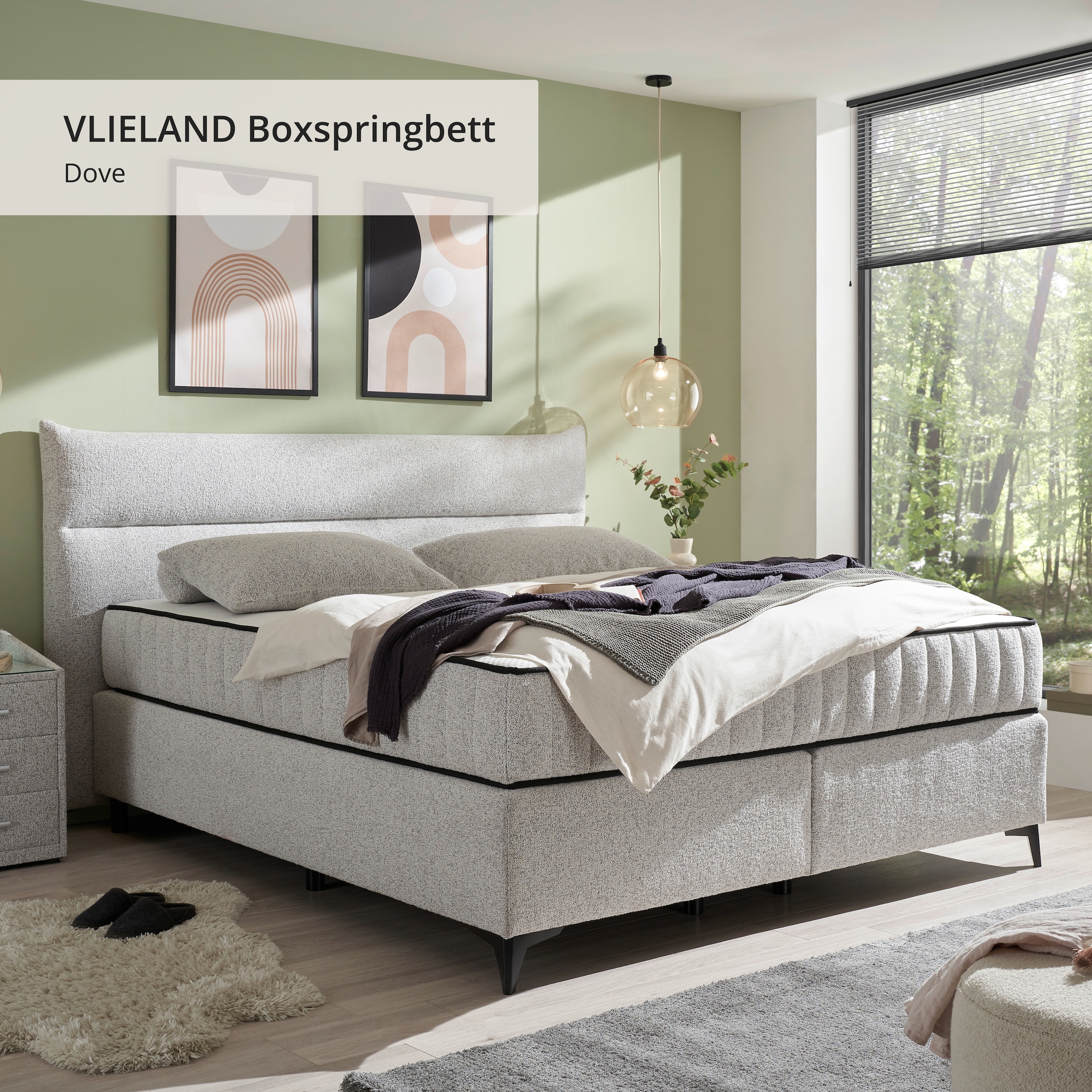 ED EXCITING DESIGN Boxspringbett »Vlieland« Premium 9-Zonen-Tonnentaschenfederkern Duo-Matratze mit Kokosmatte