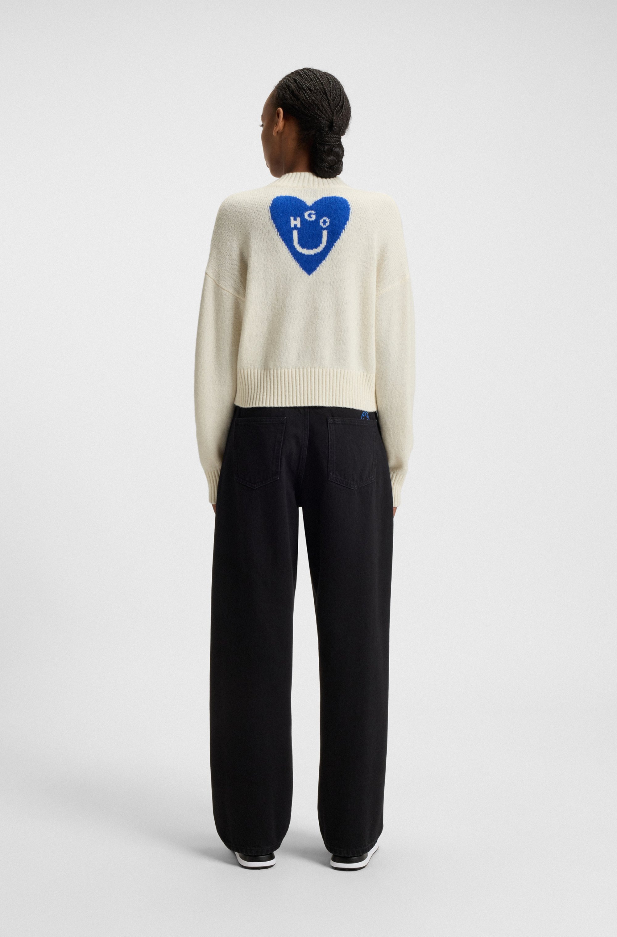 HUGO Blue Strickpullover »Scutie«, Relaxed Fit, in Cropped-Länge