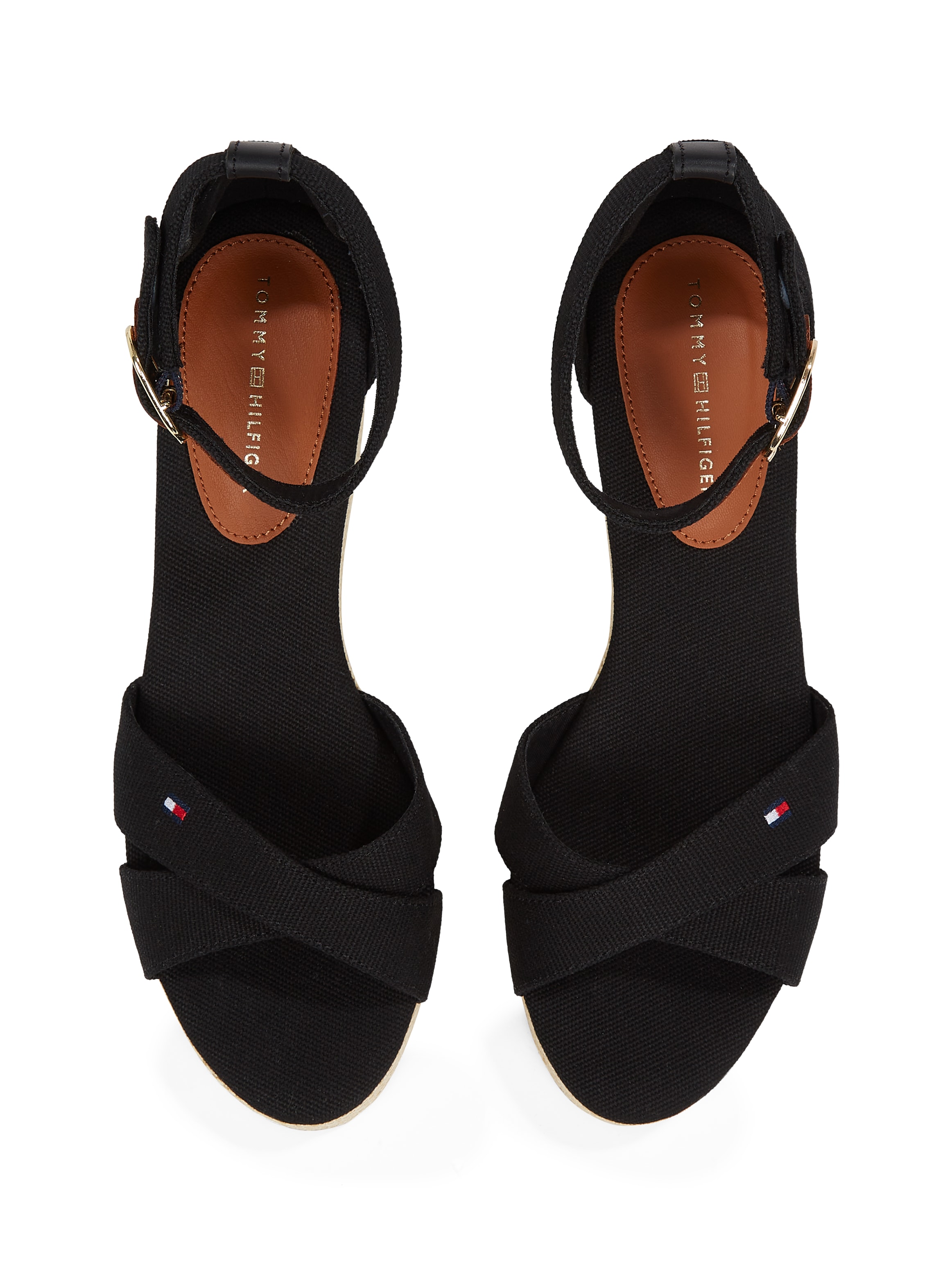 Tommy Hilfiger Keilsandalette »FLAG CRISS-CROS MID WEDGE ESPAD«, Riemchensandale, Sommerschuh mit verstellbarer Schnalle