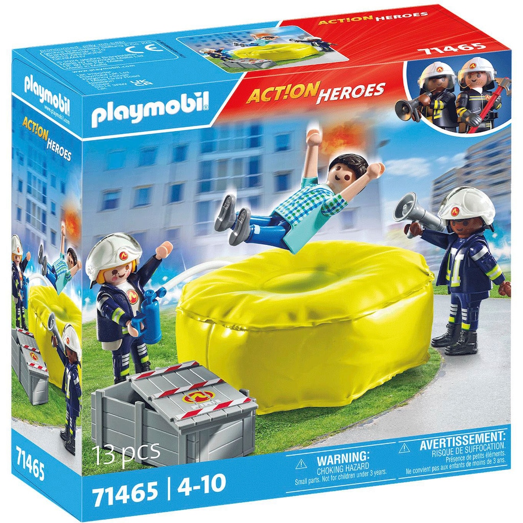 Playmobil® Konstruktions-Spielset »Feuerwehrleute mit Luftkissen (71465), Action Heroes«, (13 St.)