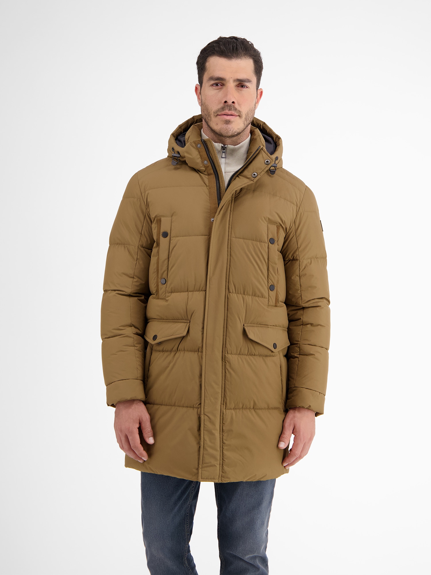 LERROS Steppjacke »LERROS Lange Steppjacke im Parka-Design, dick gefüttert«, mit Kapuze, Wasser- und windabweisend, atmungsaktiv