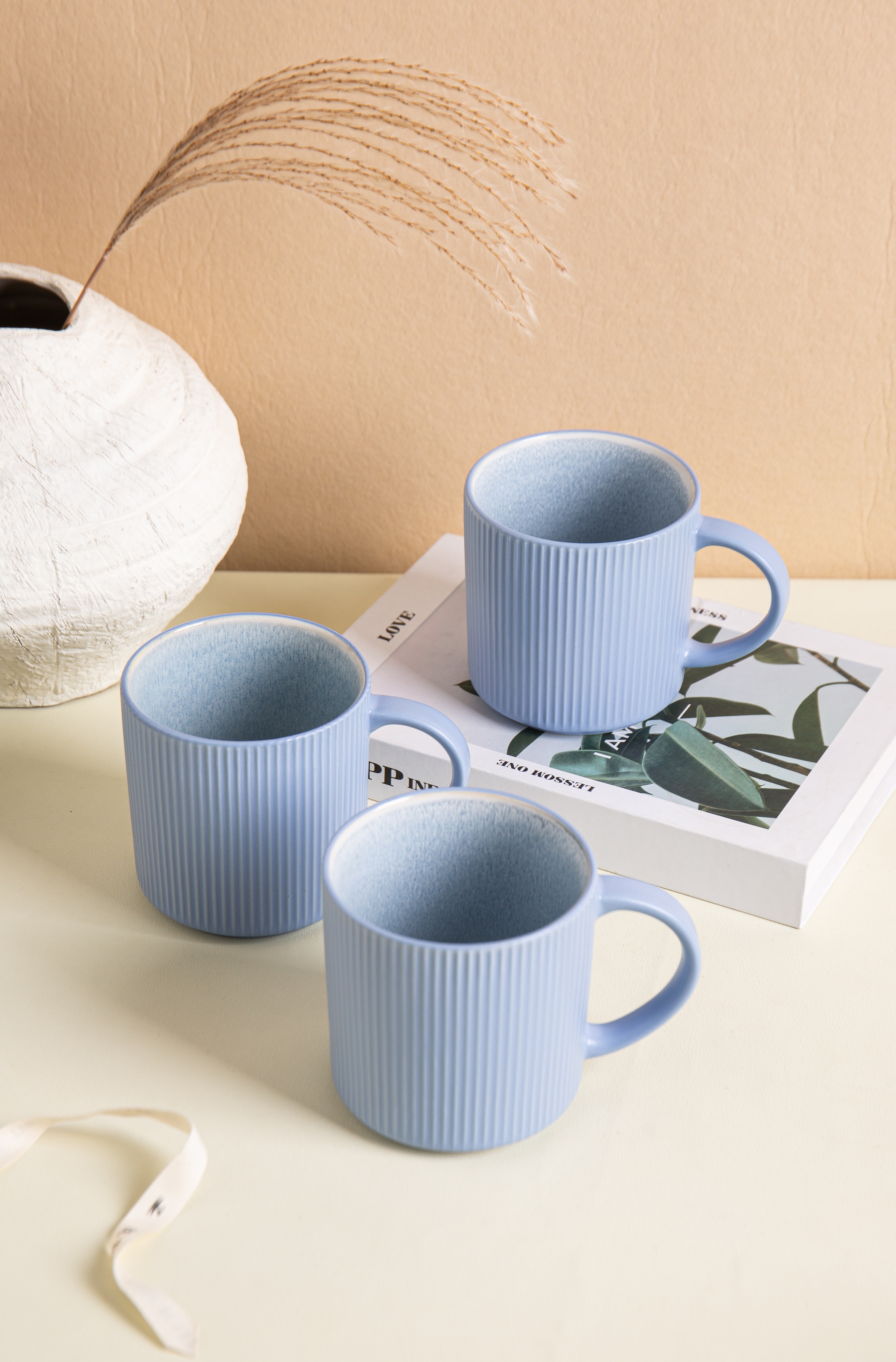 OTTO home Becher »Kaffeebecher Ylvii, 6er Set« Riffeloptik, spülmaschinenfest und mikrowellengeeignet, 460 ml