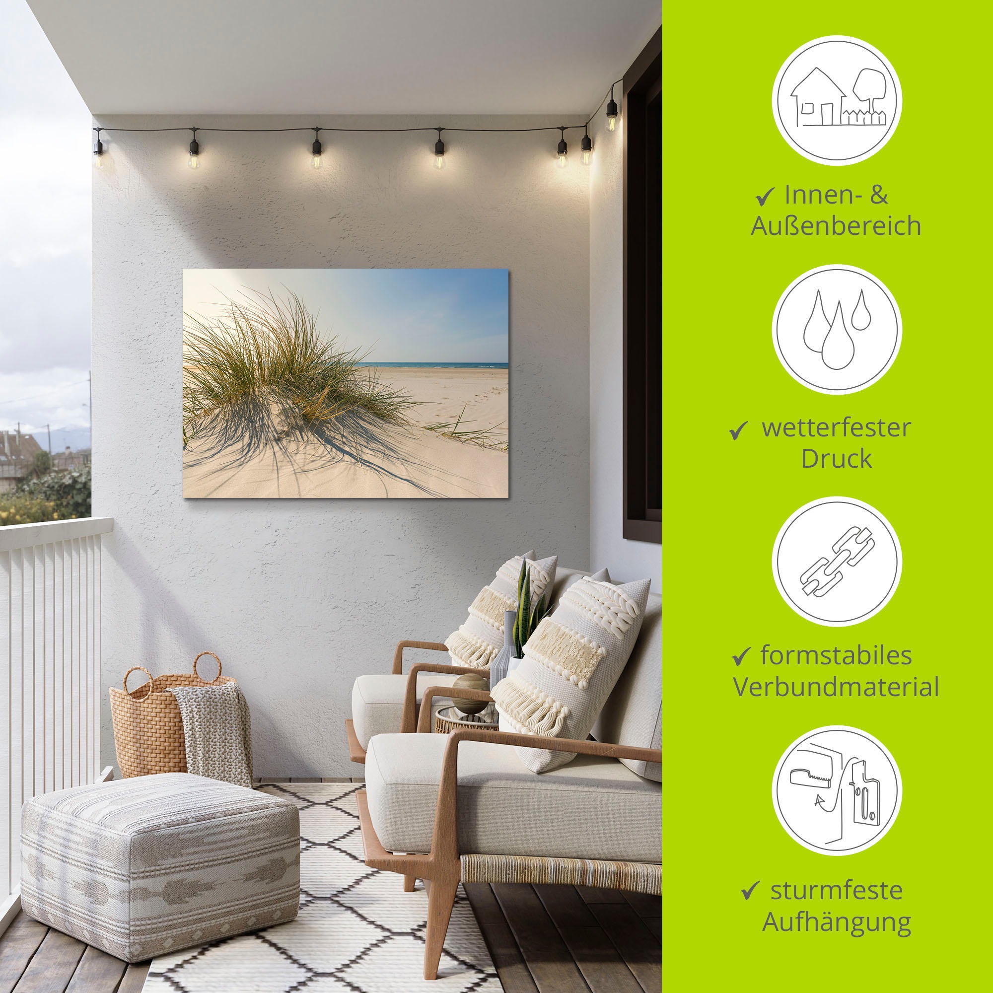 Artland Wandbild »Strandgras«, Küste, (1 St.), als Alubild, Outdoorbild, Leinwandbild, Poster, Wandaufkleber