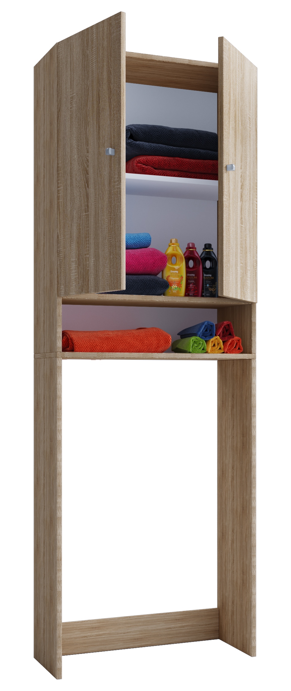 VCM Waschmaschinenumbauschrank »VCM Waschmaschinenschrank | Praktischer Überbauschrank mit viel Stauraum | Maße: B. 64 x H. 182 x T. 27 cm | Waschmaschinenregal für Bad und Waschküche | Waschmaschinenüberbauschrank - Lona«, (1 St.)