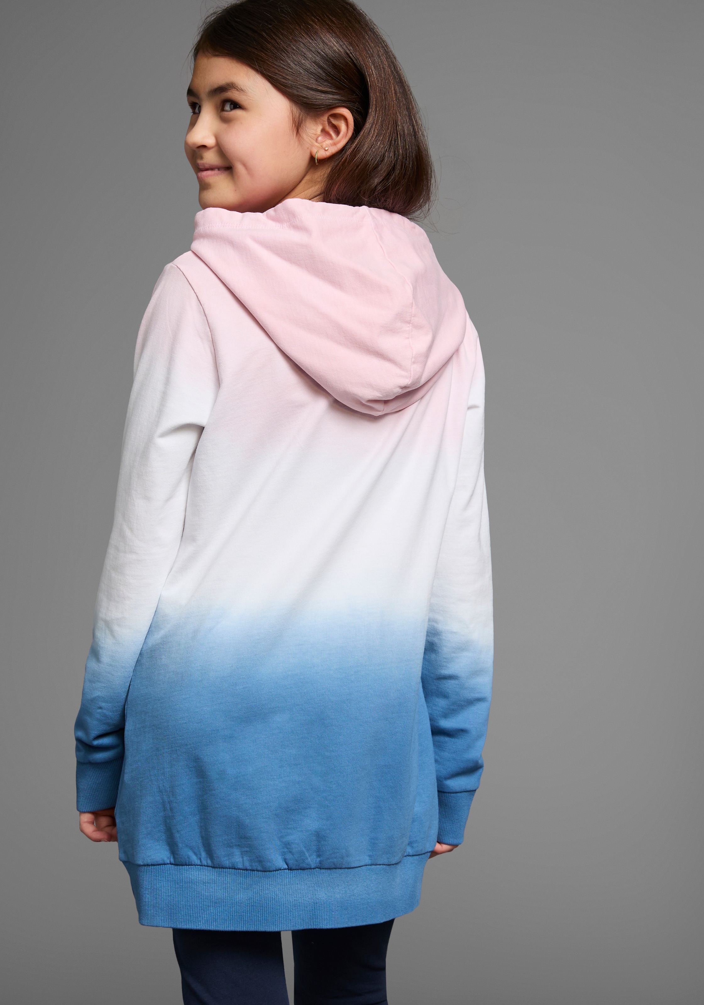 KangaROOS Kapuzensweatshirt », Longsweatshirt mit Farbverlauf«, Langarm mit Bündchen, taillierter Schnitt, mit Logodruck