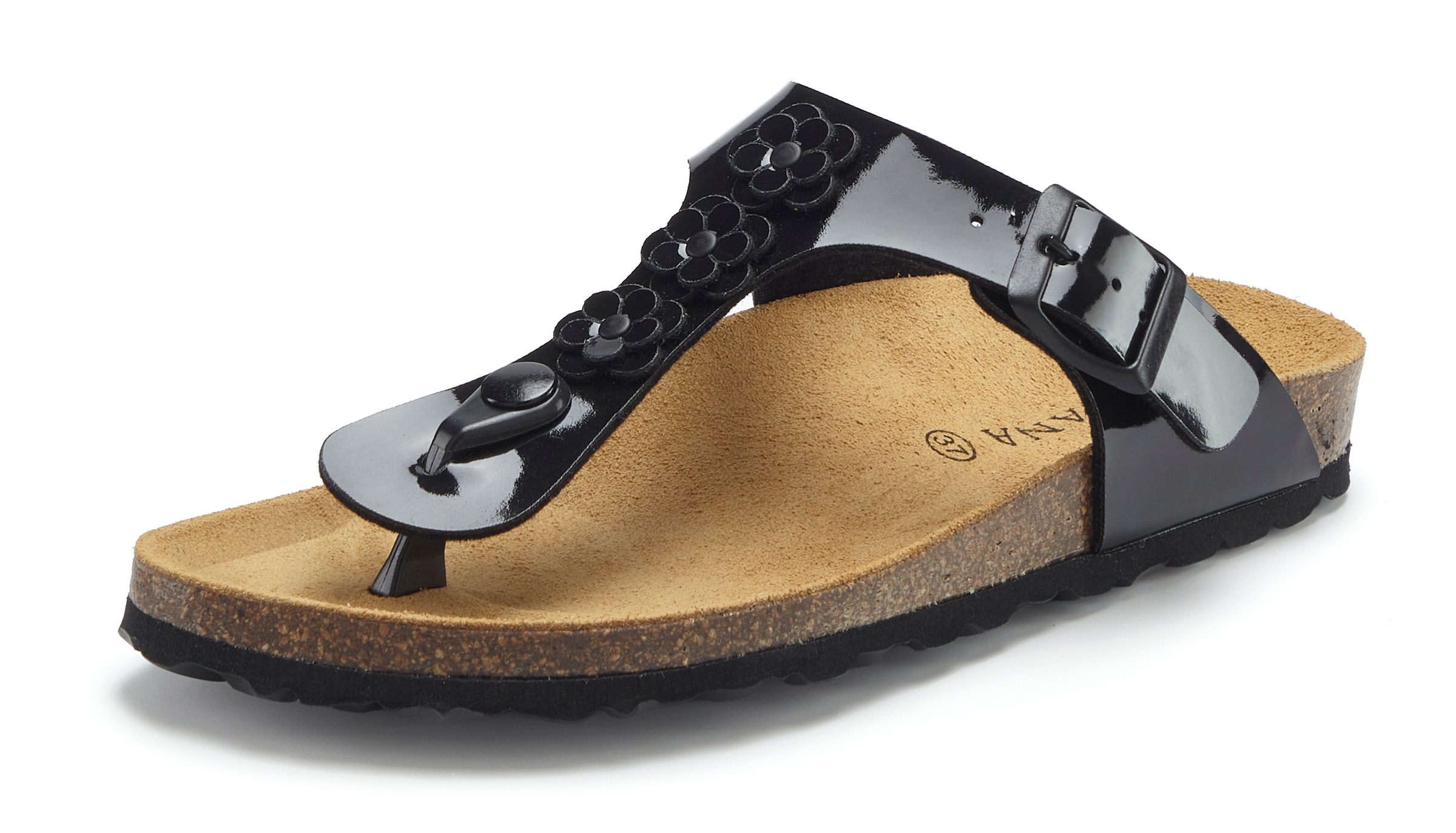 LASCANA Zehentrenner »Sandale, Pantolette, offener Schuh, Sommerschuh,«  mit komfortablem Korkfußbett