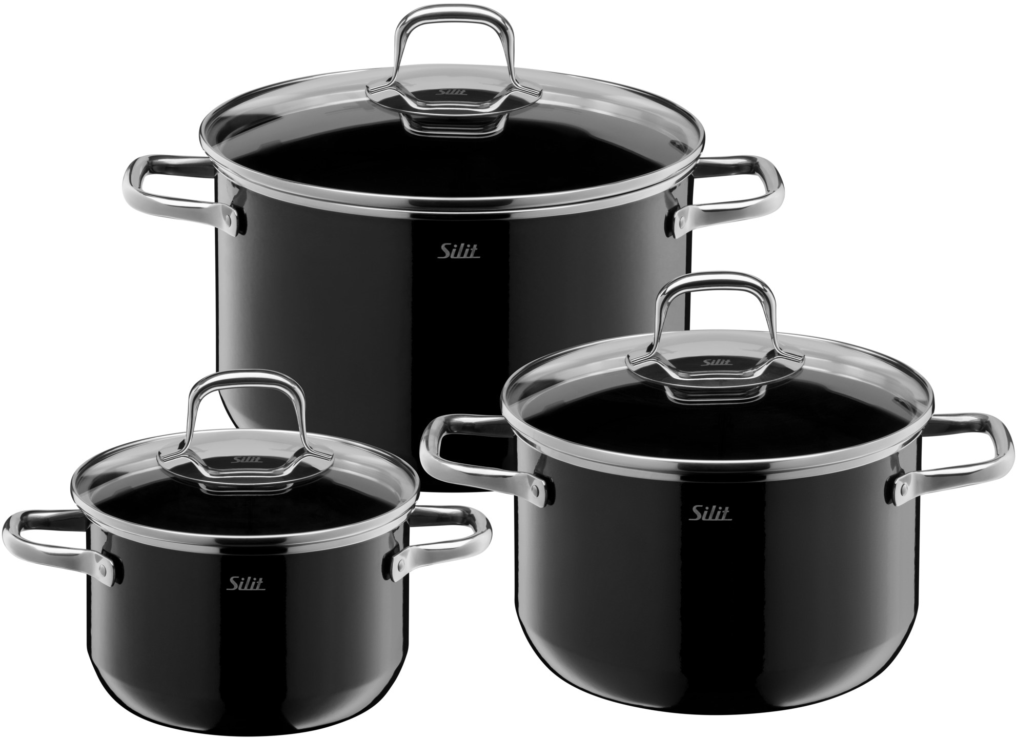 Silit Topf-Set »Elegance Line«, Silargan®, (Set, 3 tlg., je 1 Fleischtopf mit Deckel Ø 16/20/24 cm), induktionsgeeignet, Made in Germany
