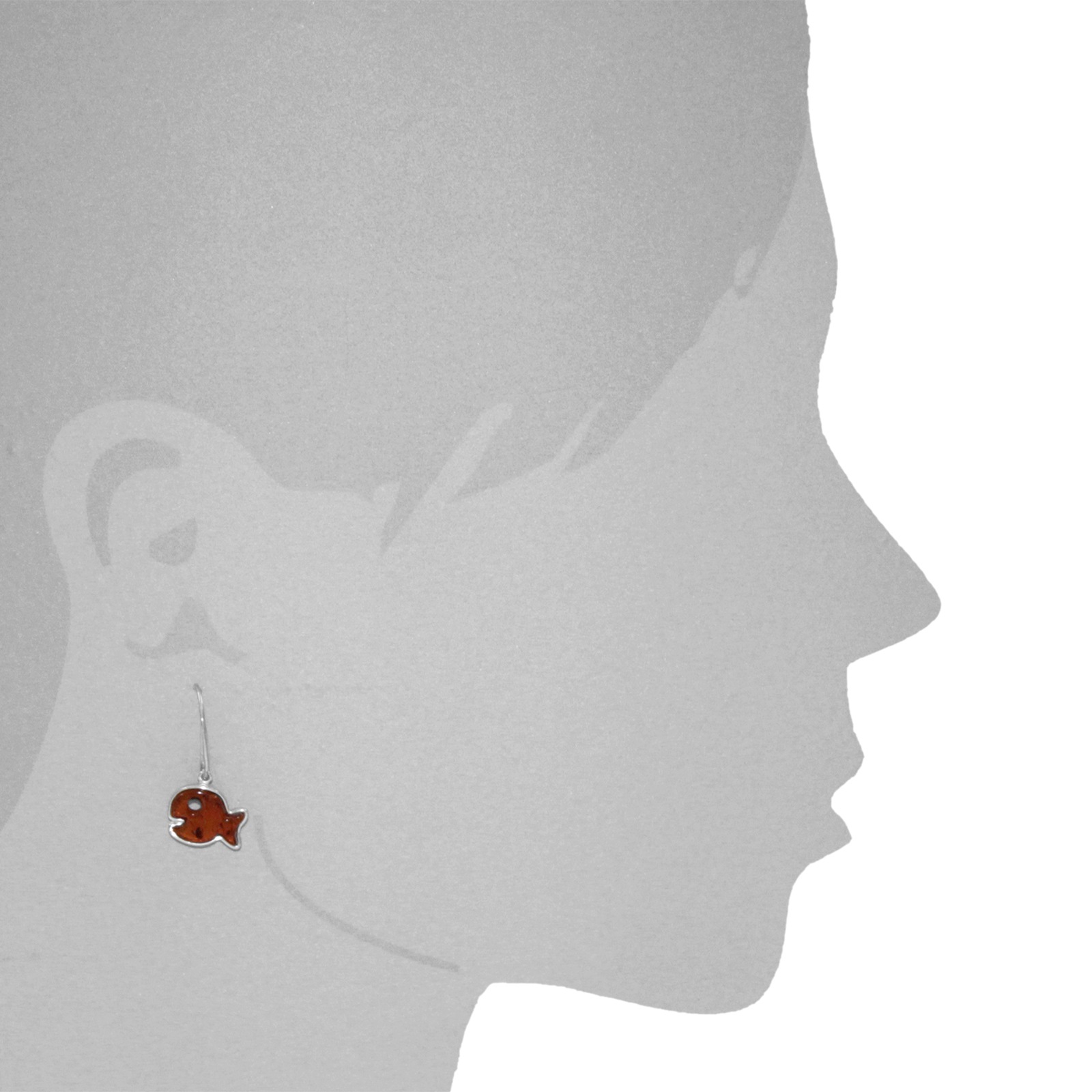 OSTSEE-SCHMUCK Paar Ohrhänger »- Fisch - Silber 925/000 - Bernstein«