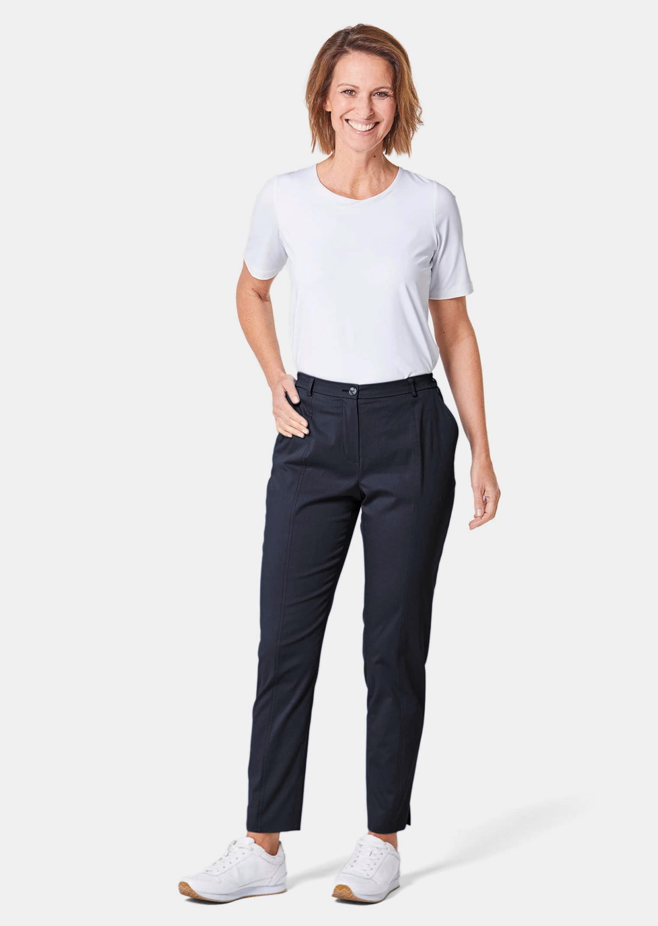 GOLDNER Stoffhose »Sportive Hose Anna aus trageangenehmen Satin«  Perfekt sitzende und anschmiegsame Passform