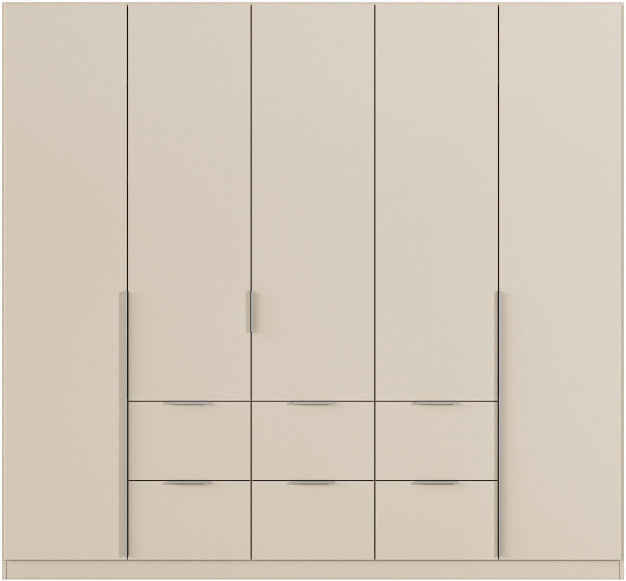 OTTO home Drehtürenschrank »Kleiderschrank Schrank Garderobe AGORDO mit Dekor- oder Hochglanzfront« in zwei Griff-Farben, Breite 226 cm,  mit Außenschubkästen, Serie in 7 Breiten und 2 Höhen MADE IN GERMANY